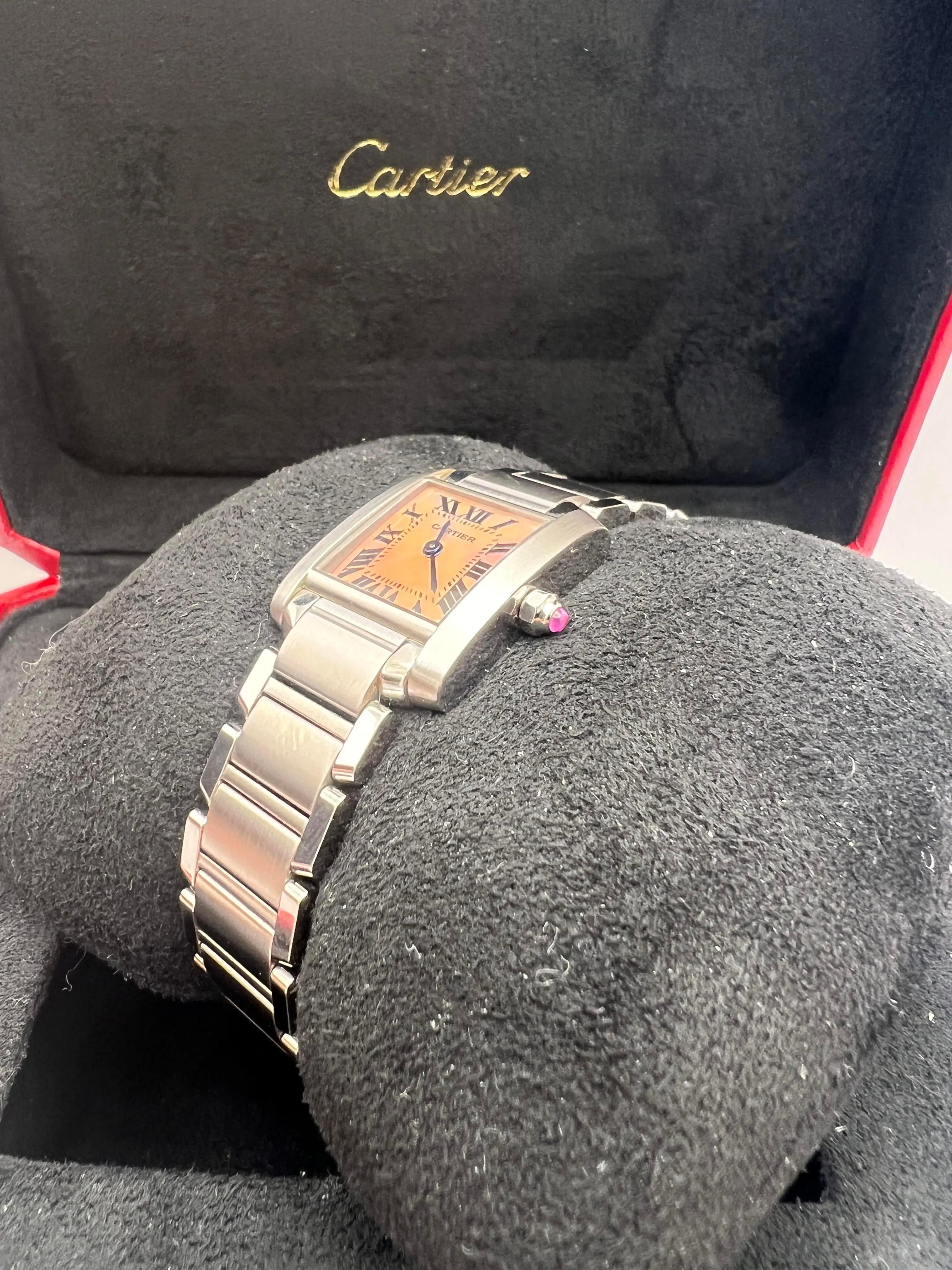 Cartier Tank Francaise Small 20mm W51028Q3 Pink Mother Of Pearl Dial Box Papers For Sale 4