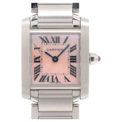 Cartier Tank Francaise Small 20mm W51028Q3 Pink Mother Of Pearl Dial Box Papers