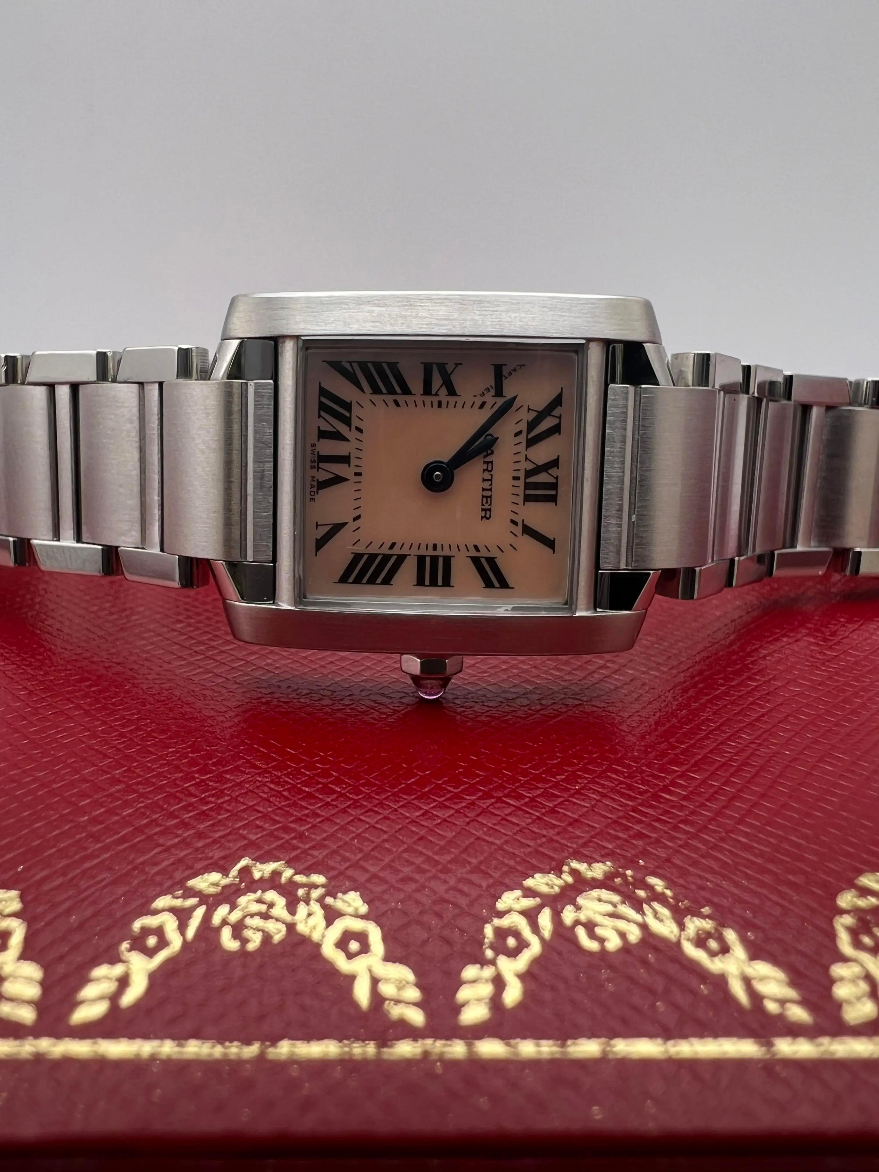 Women's Cartier Tank Francaise Small 20mm W51028Q3 Pink Mother Of Pearl Dial w/ Box For Sale
