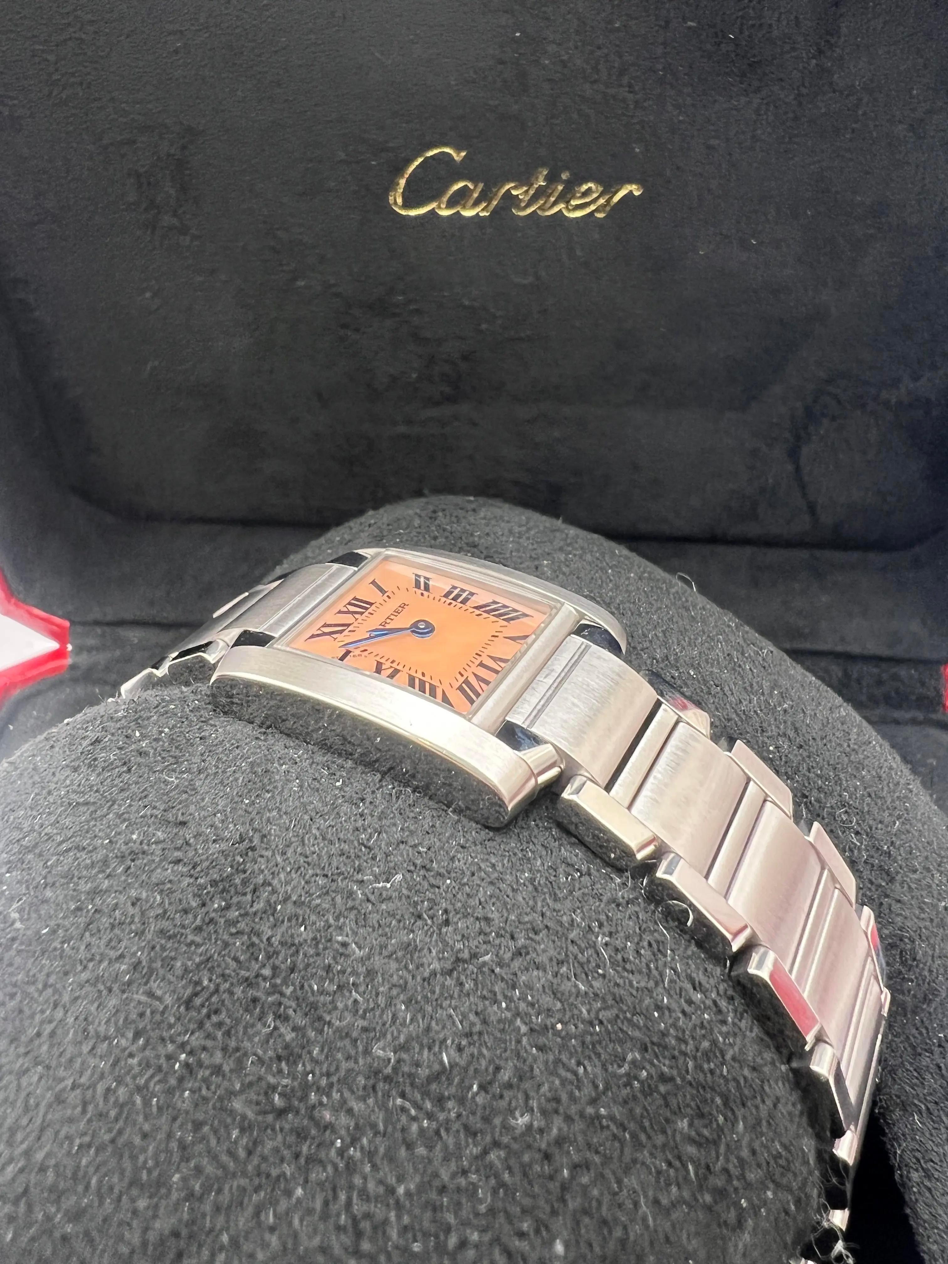 Cartier Tank Francaise Small 20mm W51028Q3 Pink Mother Of Pearl Dial w/ Box For Sale 1