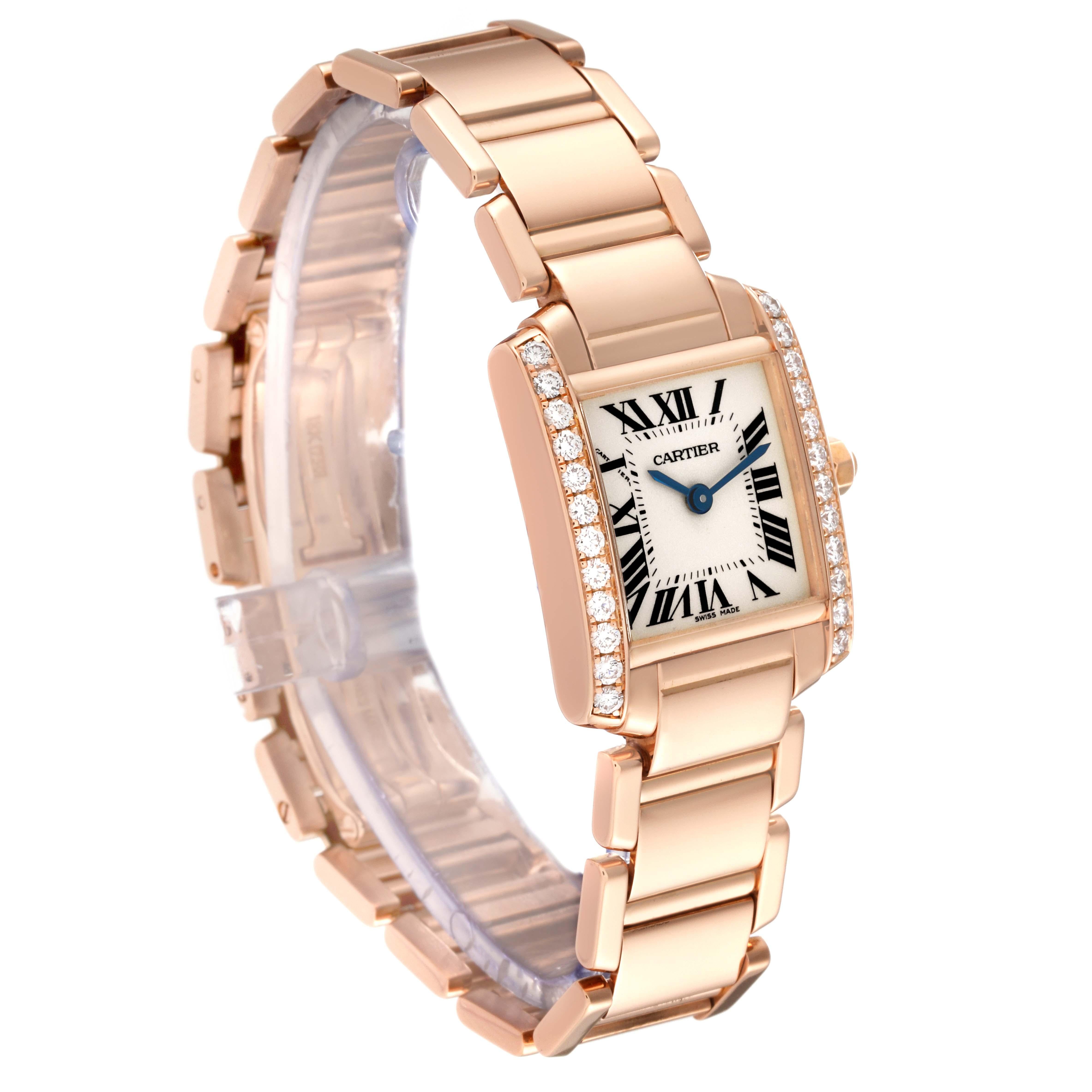 Cartier, petite montre Tank Francaise en or rose et diamants pour femmes WE10456H Excellent état - En vente à Atlanta, GA
