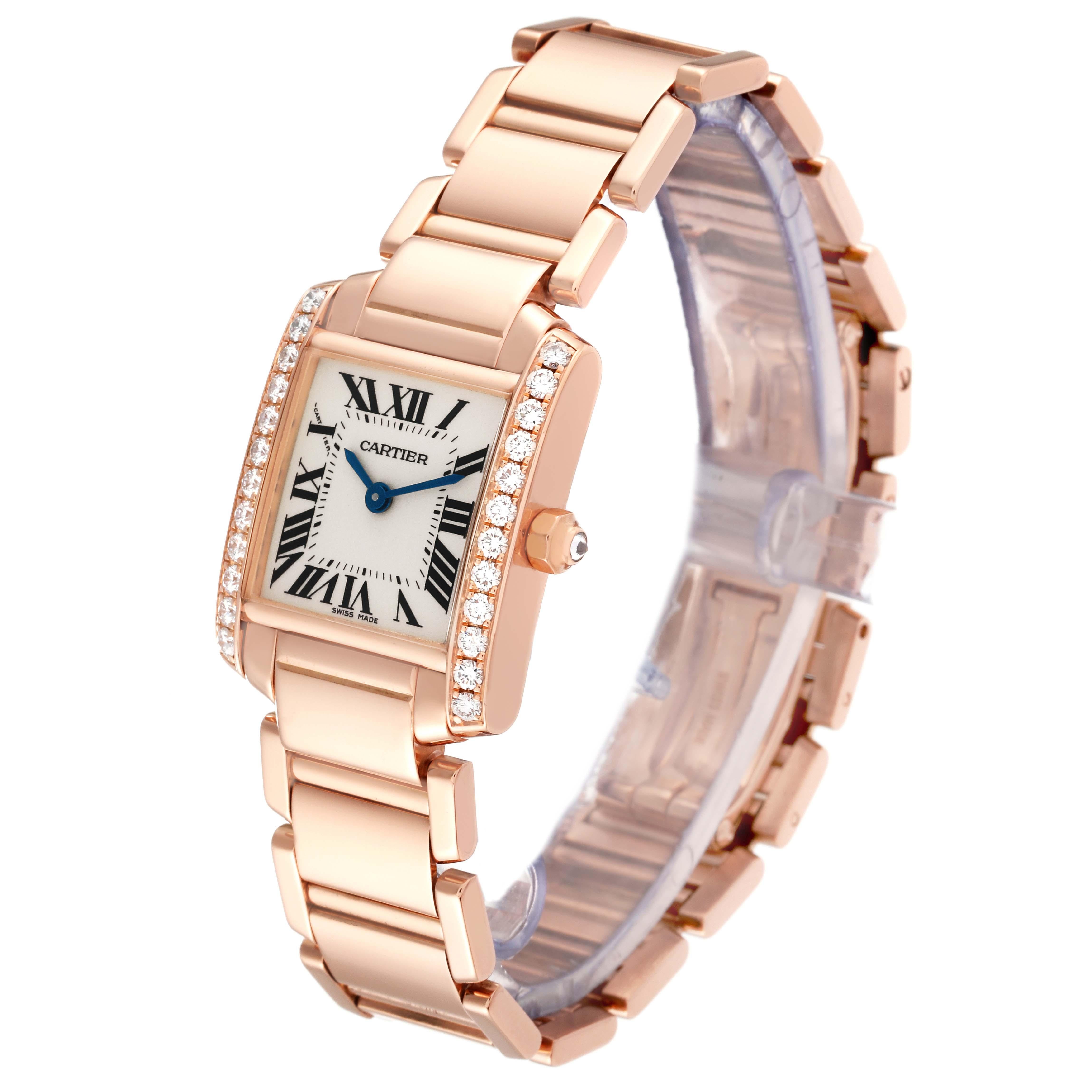 Women's Cartier Tank Francaise Small Rose Gold Diamond Ladies Watch WE10456H For Sale