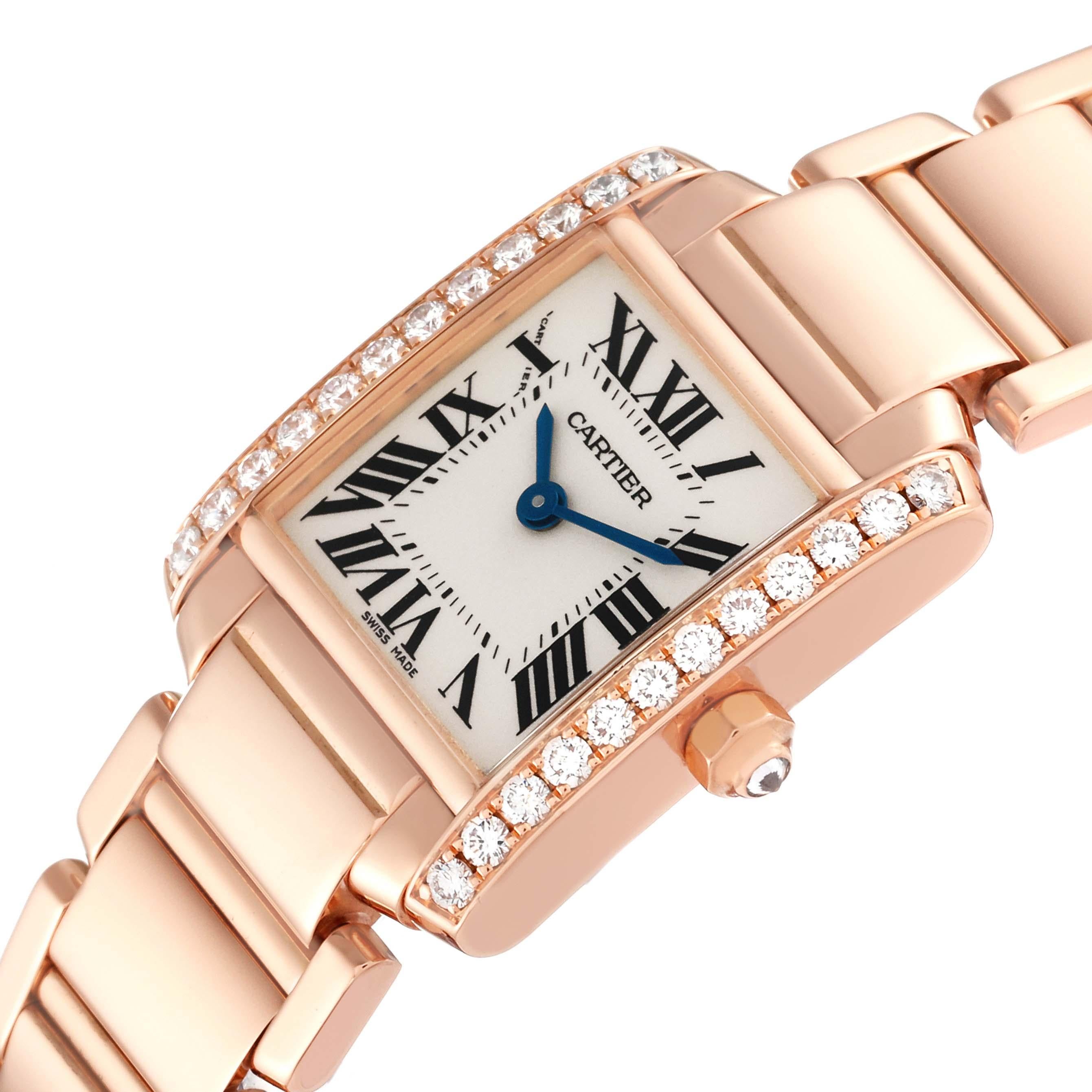 Cartier Tank Francaise Small Rose Gold Diamond Ladies Watch WE10456H For Sale 1