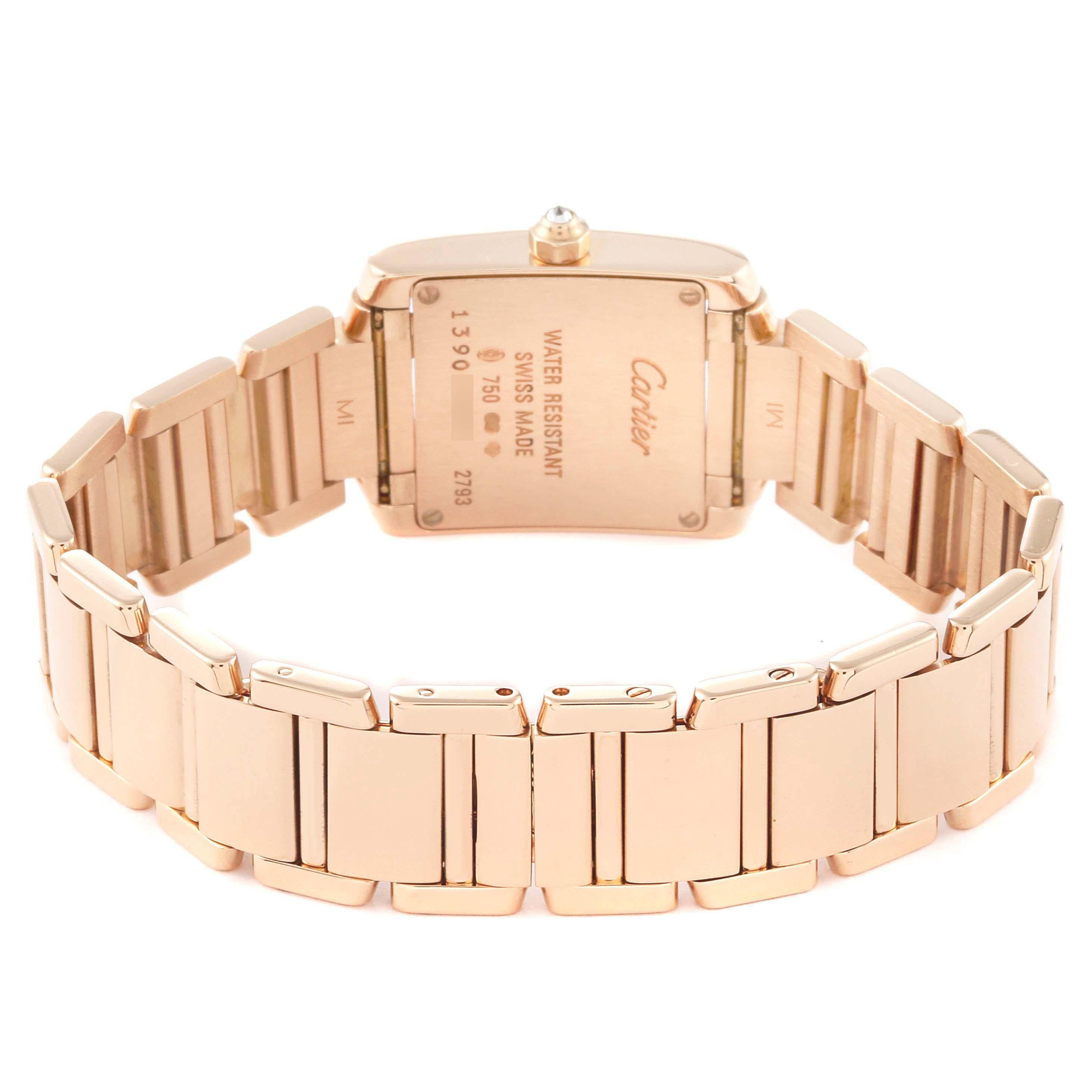 Cartier Tank Francaise Kleine Rose Gold Diamant Damenuhr WE10456H im Angebot 4