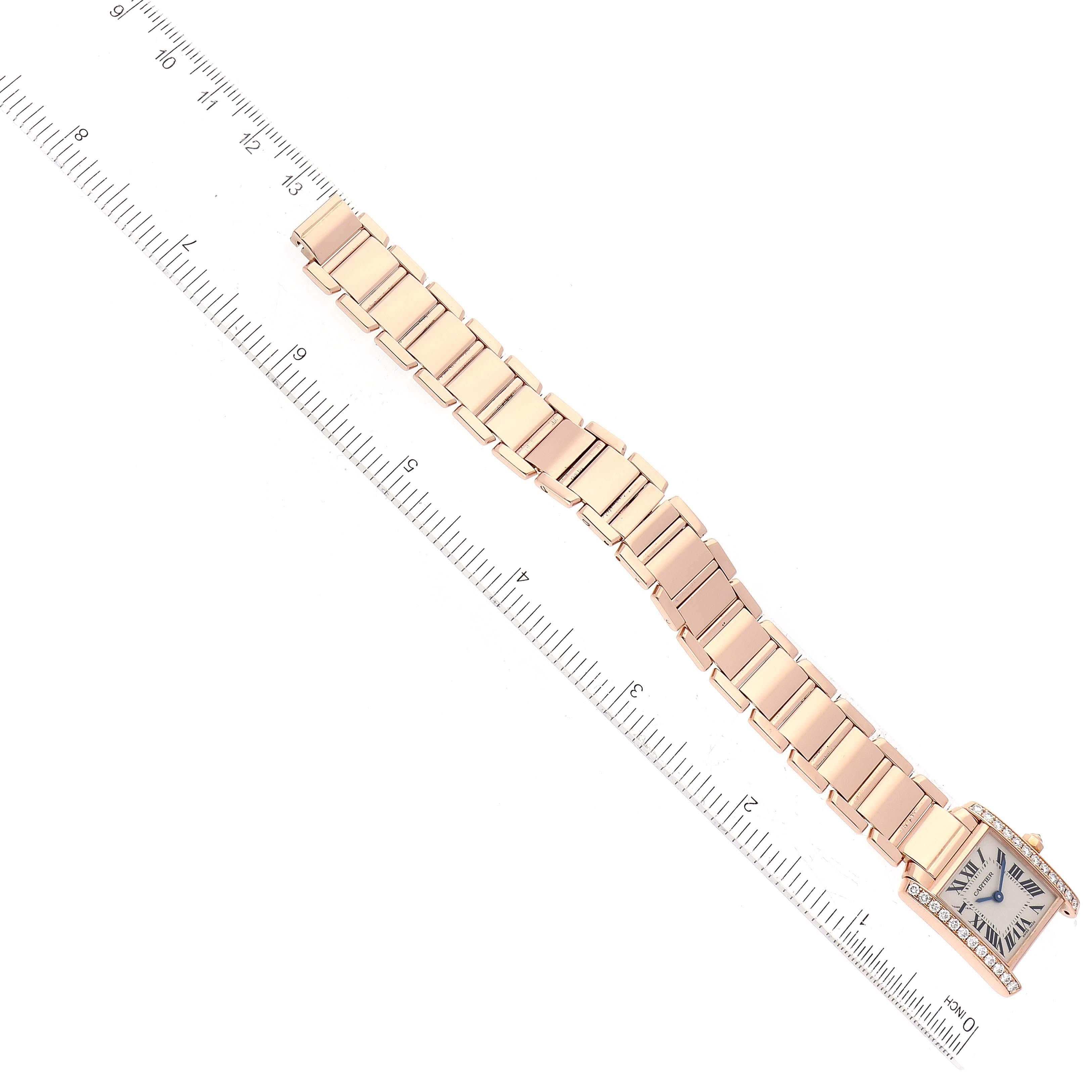 Cartier Tank Francaise Small Rose Gold Diamond Ladies Watch WE10456H For Sale 4