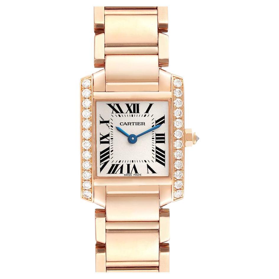 Cartier Tank Francaise Small Rose Gold Diamond Ladies Watch WJTA0022 For Sale