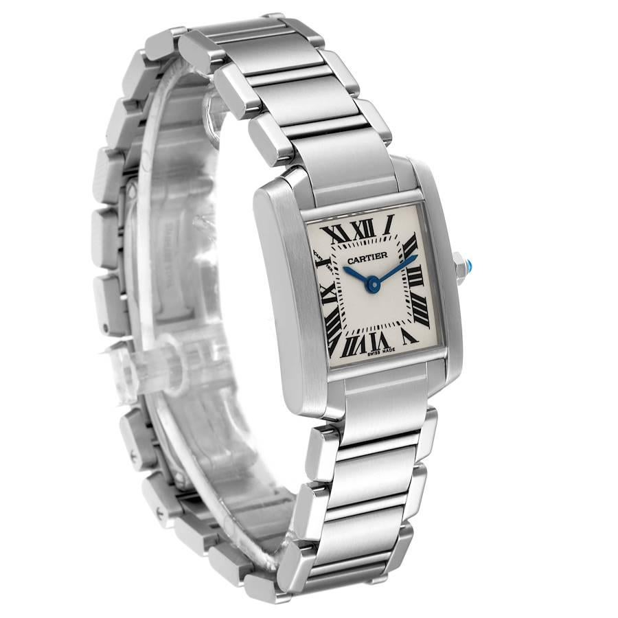 Cartier Tank Francaise Small Silver Dial Steel Ladies Watch W51008Q3 Box Papers In Excellent Condition In Atlanta, GA