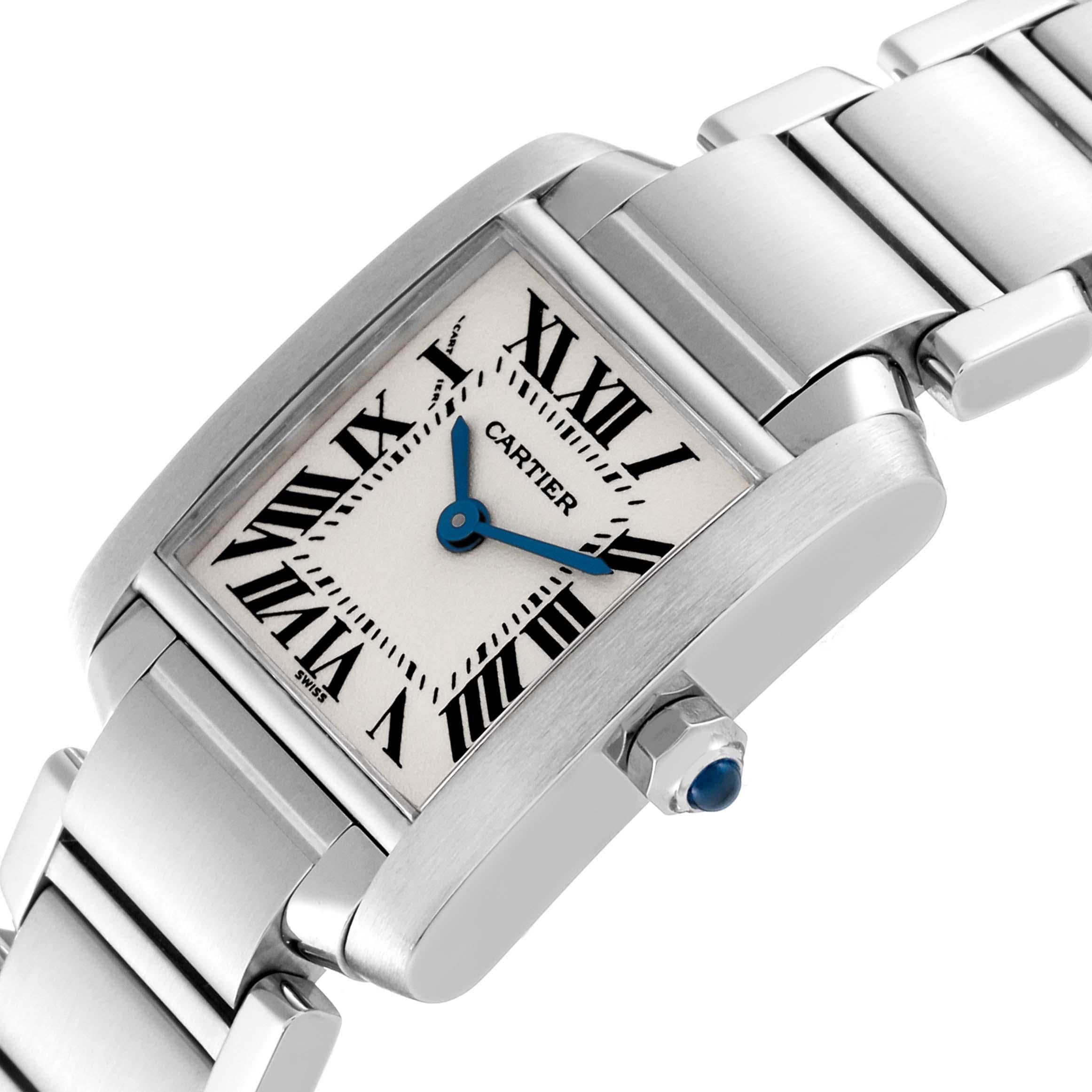 Cartier Tank Francaise Small Silver Dial Steel Ladies Watch W51008Q3 Box Papers Pour femmes en vente