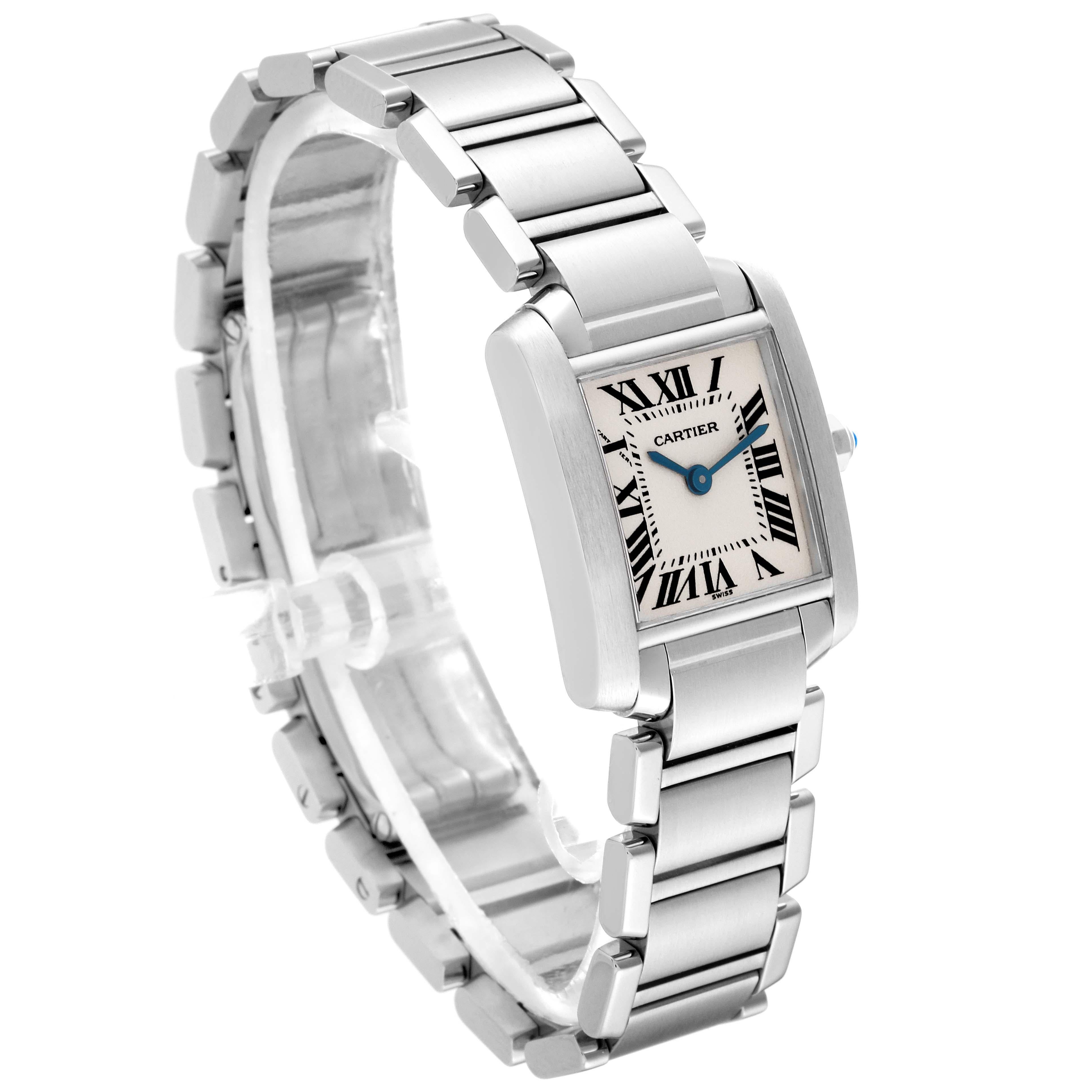 Cartier Tank Francaise Small Silver Dial Steel Ladies Watch W51008Q3 Box Papers en vente 1