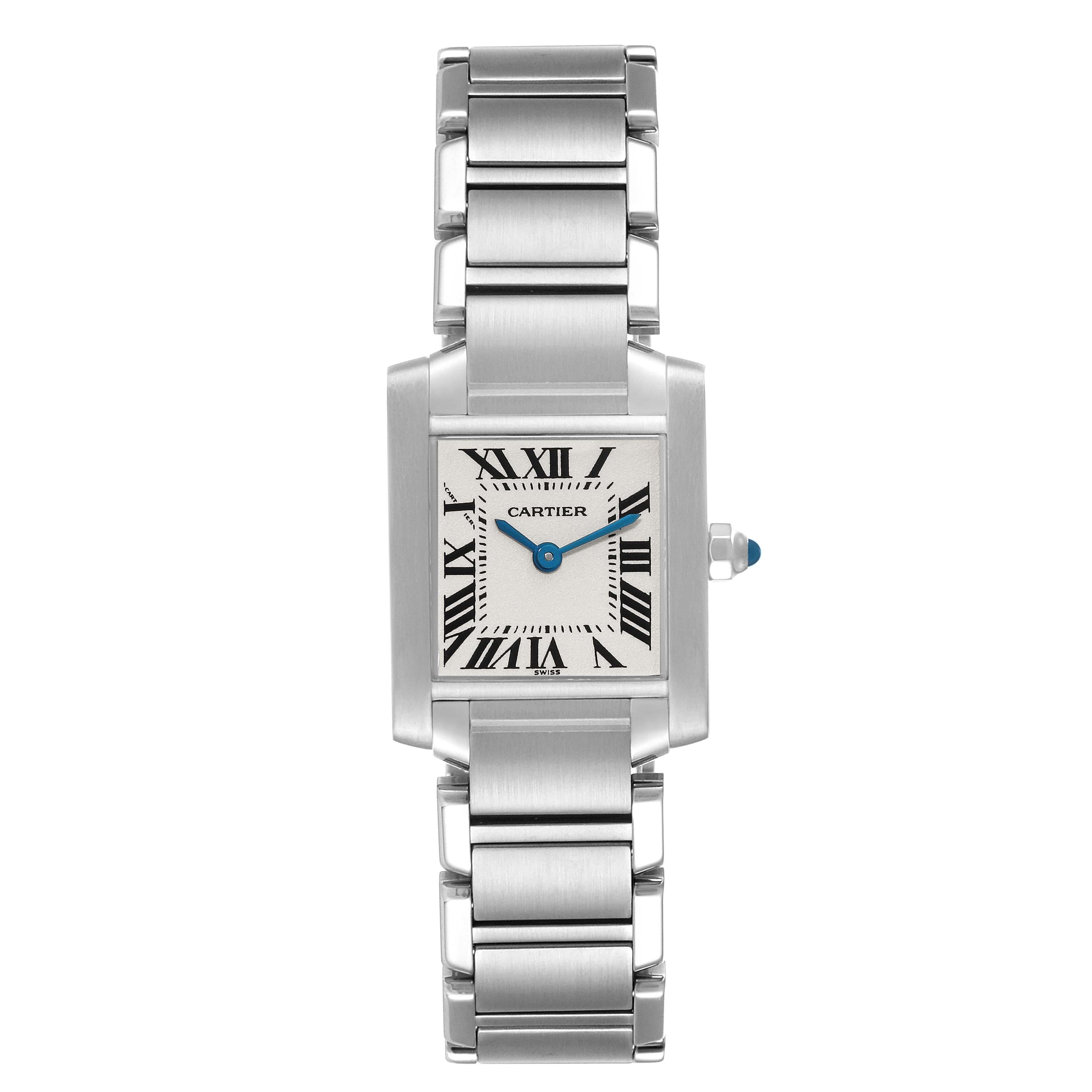 Cartier Tank Francaise Small Silver Dial Steel Ladies Watch W51008Q3 Box Papers en vente 3