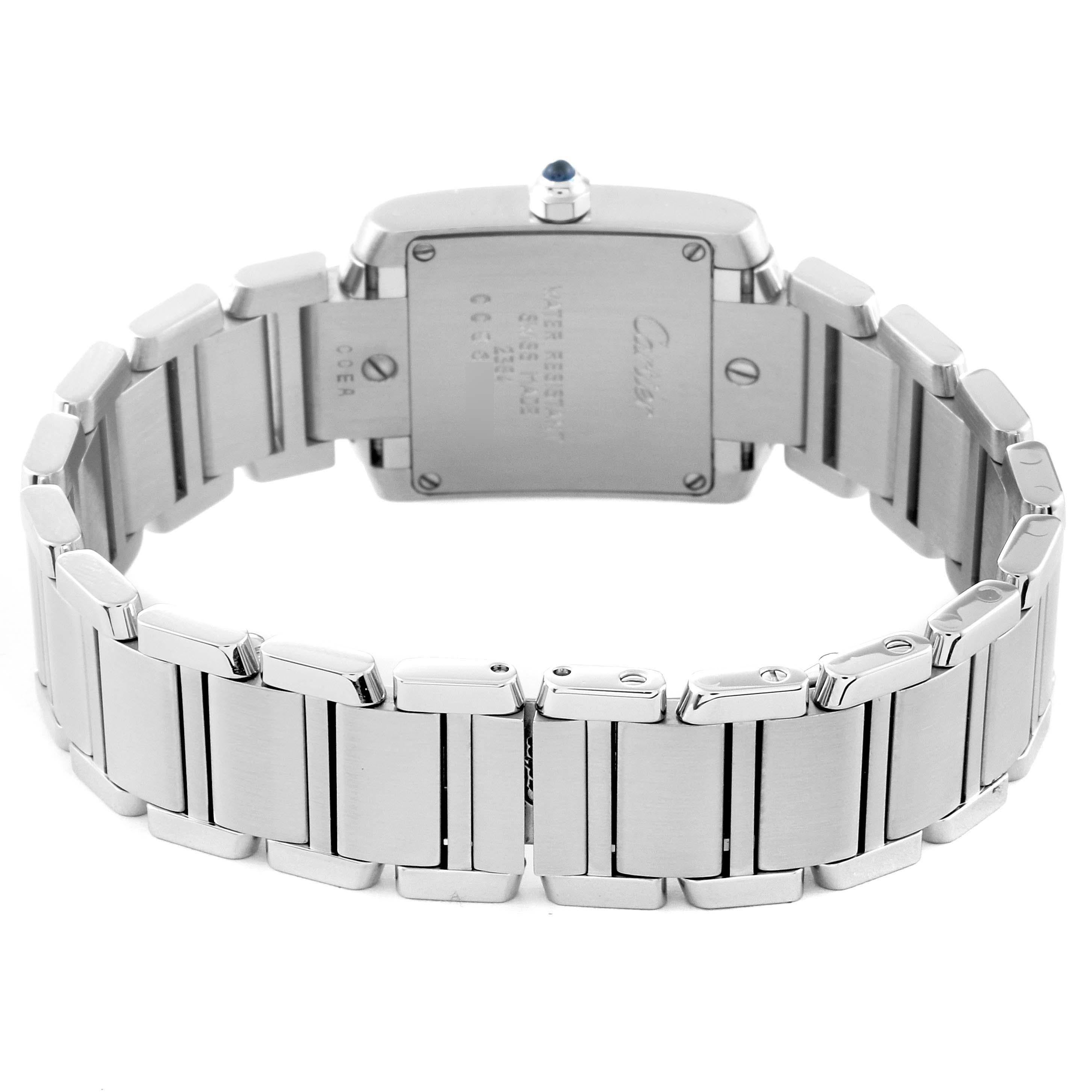 Cartier Tank Francaise Small Silver Dial Steel Ladies Watch W51008Q3 Box Papers en vente 5