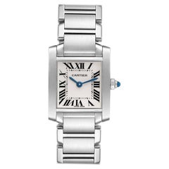 Cartier Tank Francaise Small Silver Dial Steel Ladies Watch W51008Q3 Box Papers