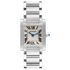 Cartier Tank Francaise Small Silver Dial Steel Ladies Watch W51008Q3 Box Papers