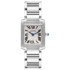 Cartier Tank Francaise Small Silver Dial Steel Ladies Watch W51008Q3 Box Papers