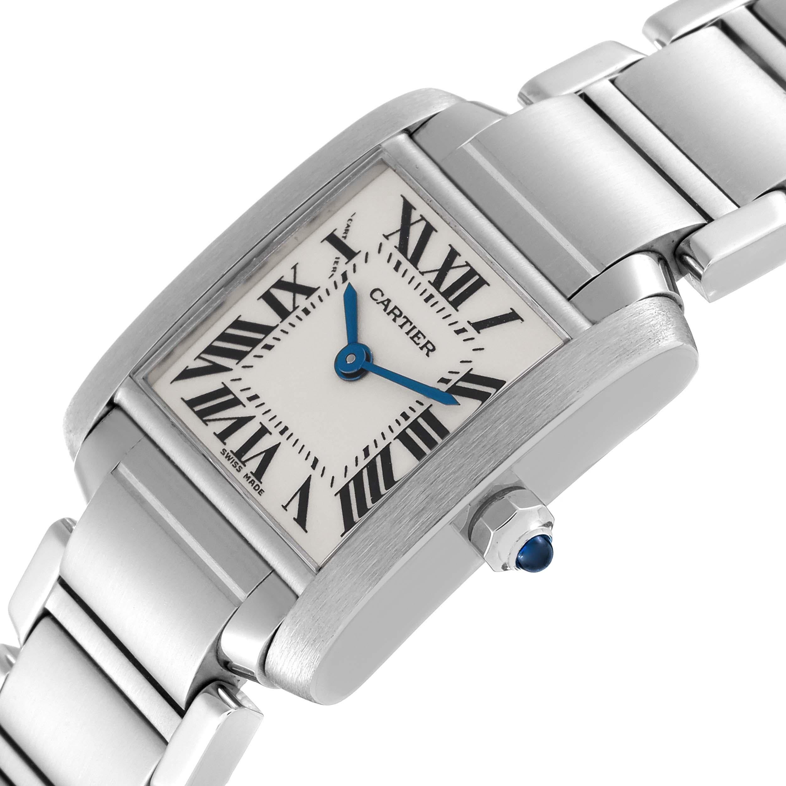 Cartier Tank Francaise Small Silver Dial Steel Ladies Watch W51008Q3 In Excellent Condition In Atlanta, GA