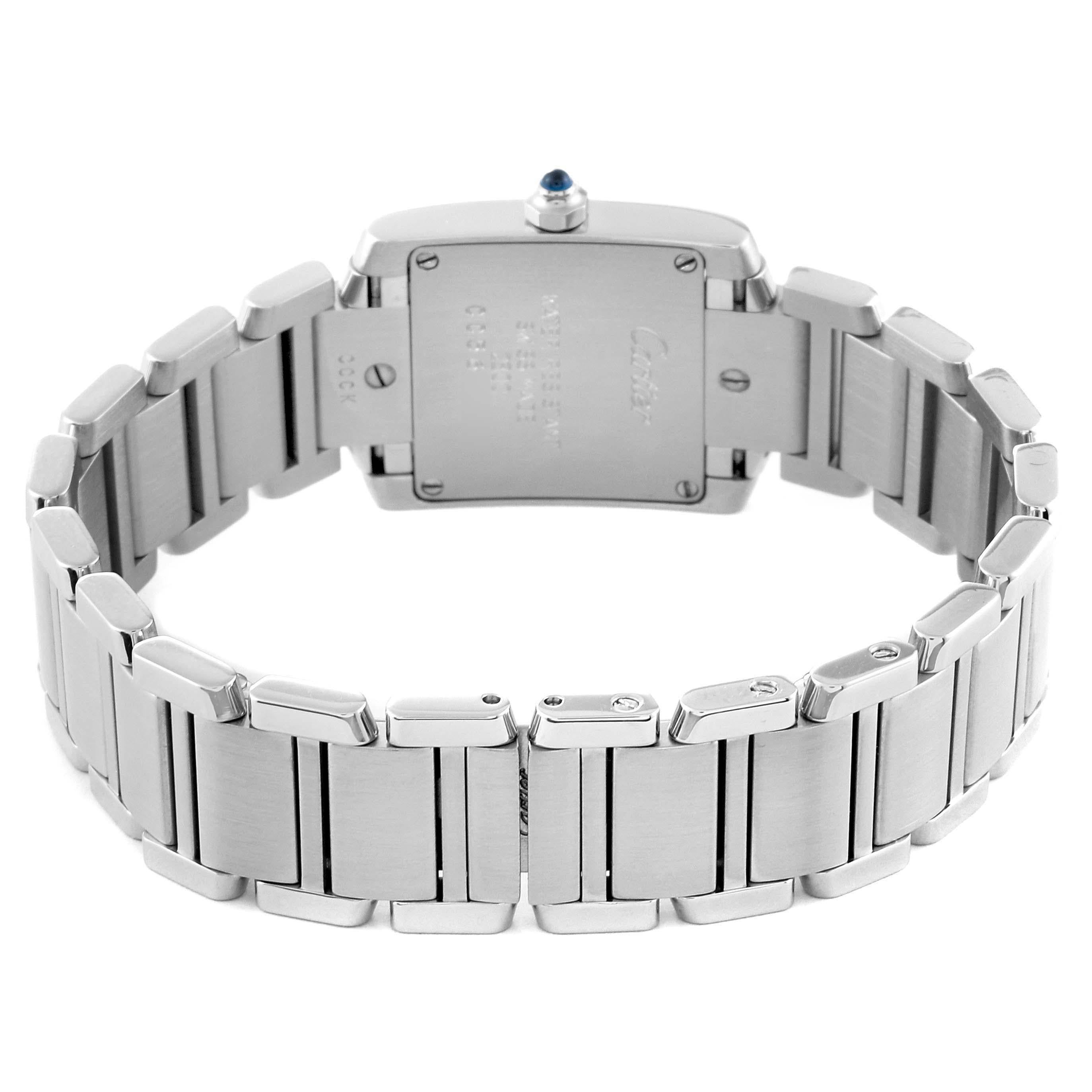 Cartier, petite montre Tank Francaise en acier avec cadran argenté pour femmes W51008Q3 1