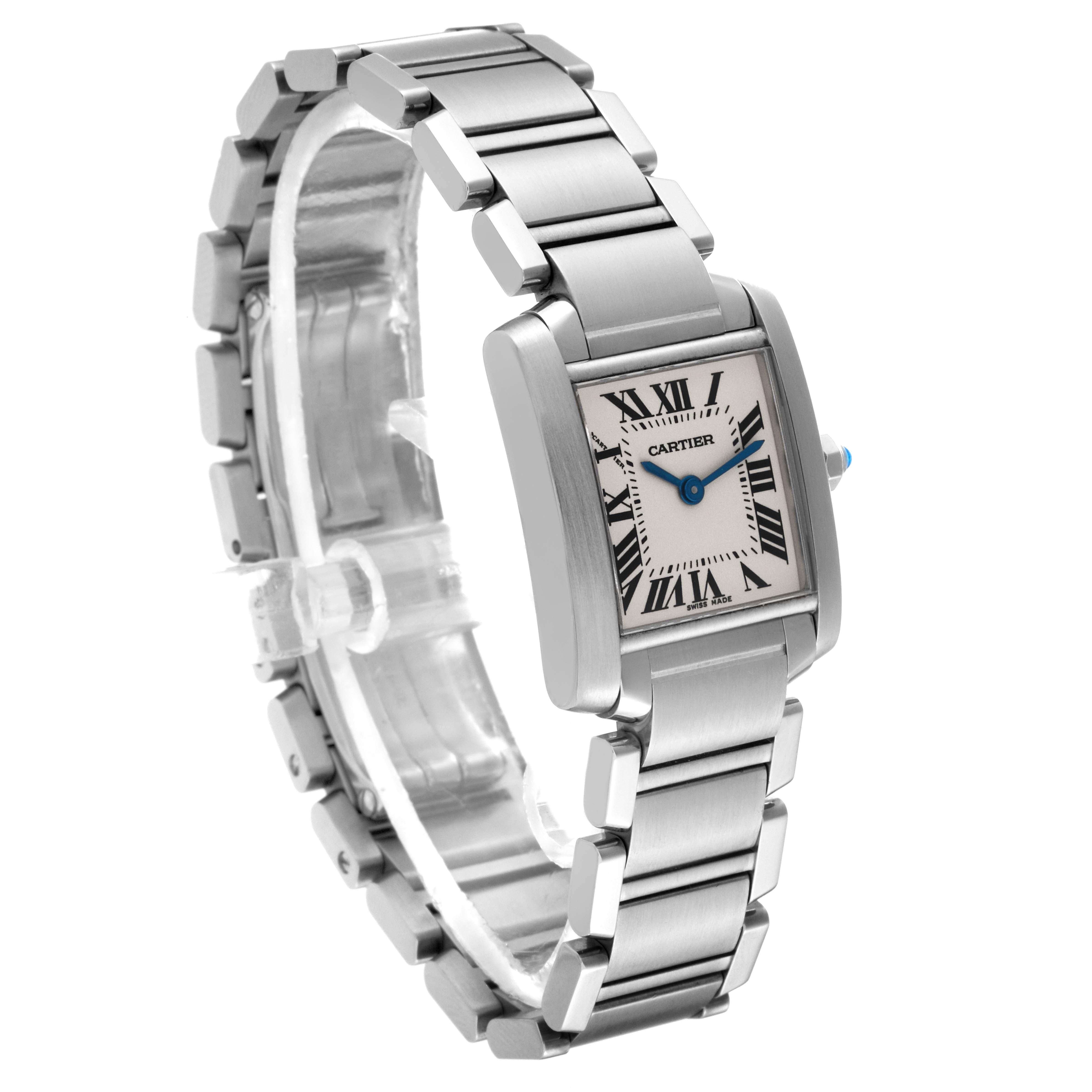 Cartier, petite montre Tank Francaise en acier avec cadran argenté pour femmes W51008Q3 1