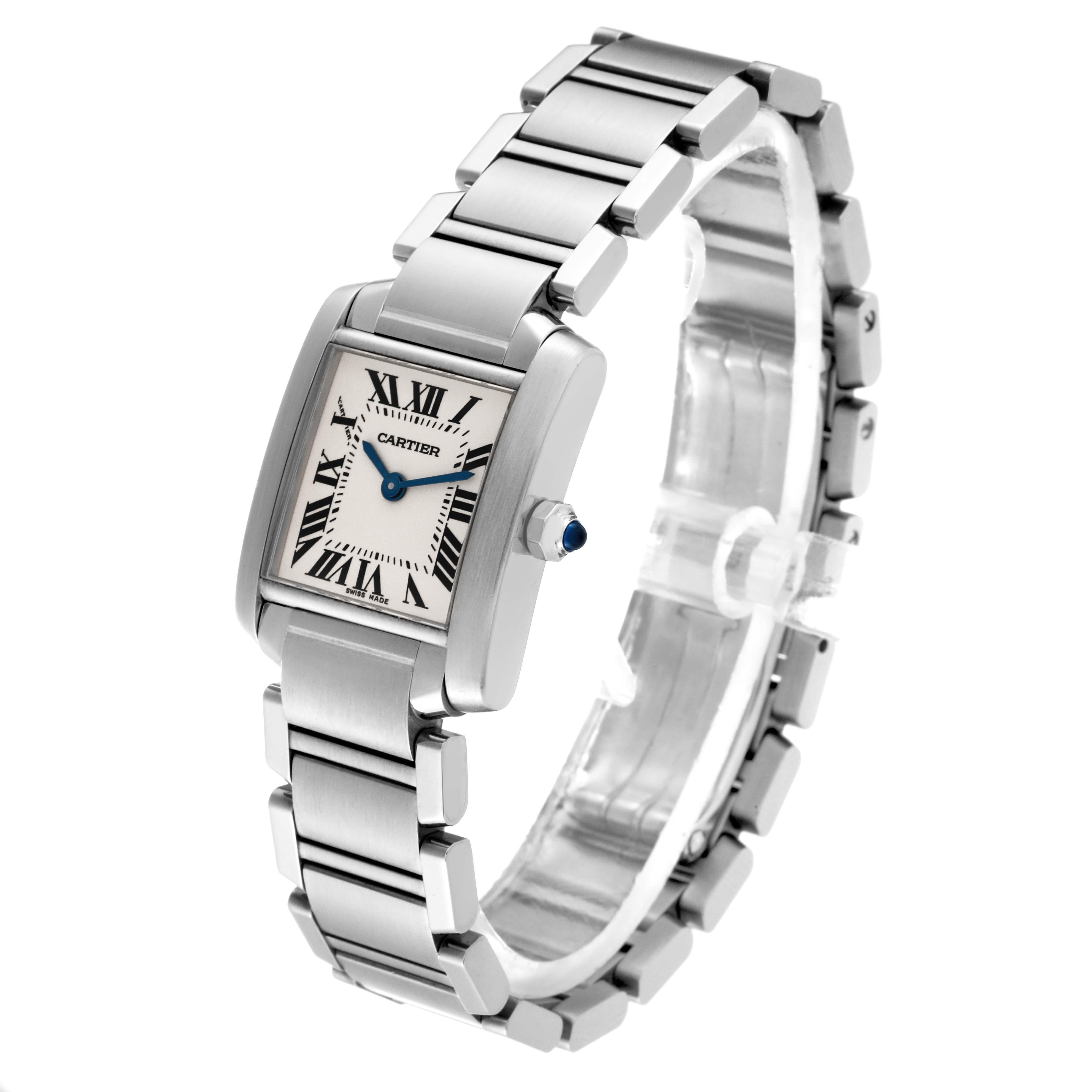 Cartier, petite montre Tank Francaise en acier avec cadran argenté pour femmes W51008Q3 4