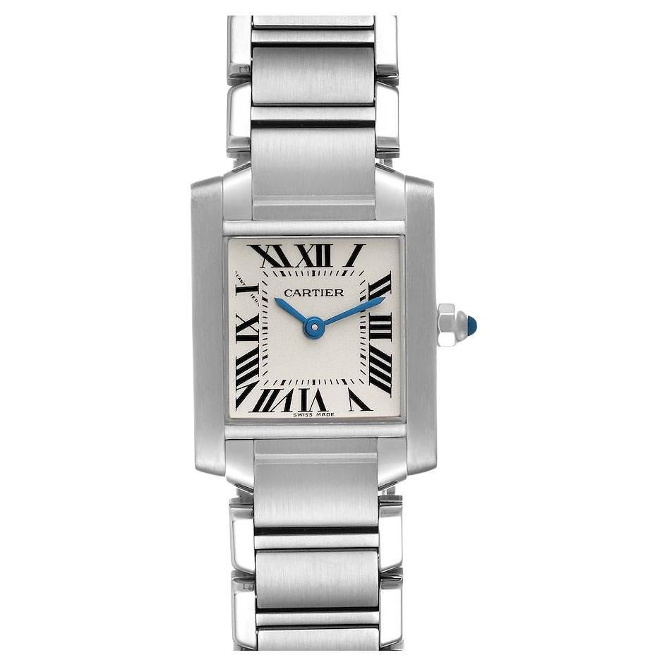 Cartier Tank Francaise Steel Silver Dial Diamond Ladies Watch W4TA0008