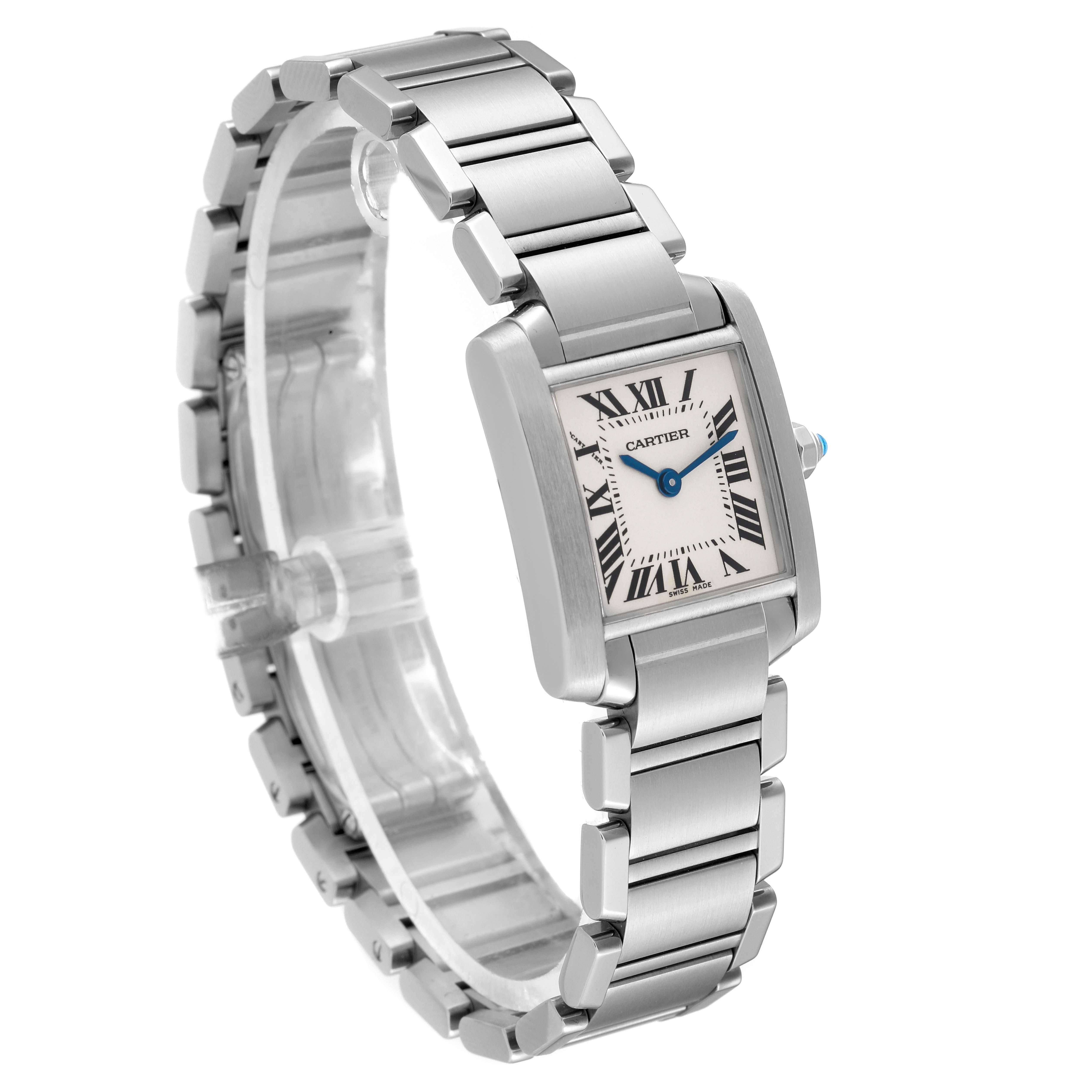 Cartier Tank Francaise Small Silver Dial Steel Ladies Watch W51008Q3 Papers In Excellent Condition In Atlanta, GA