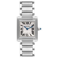 Vintage Cartier Tank Francaise Small Silver Dial Steel Ladies Watch W51008Q3 Papers