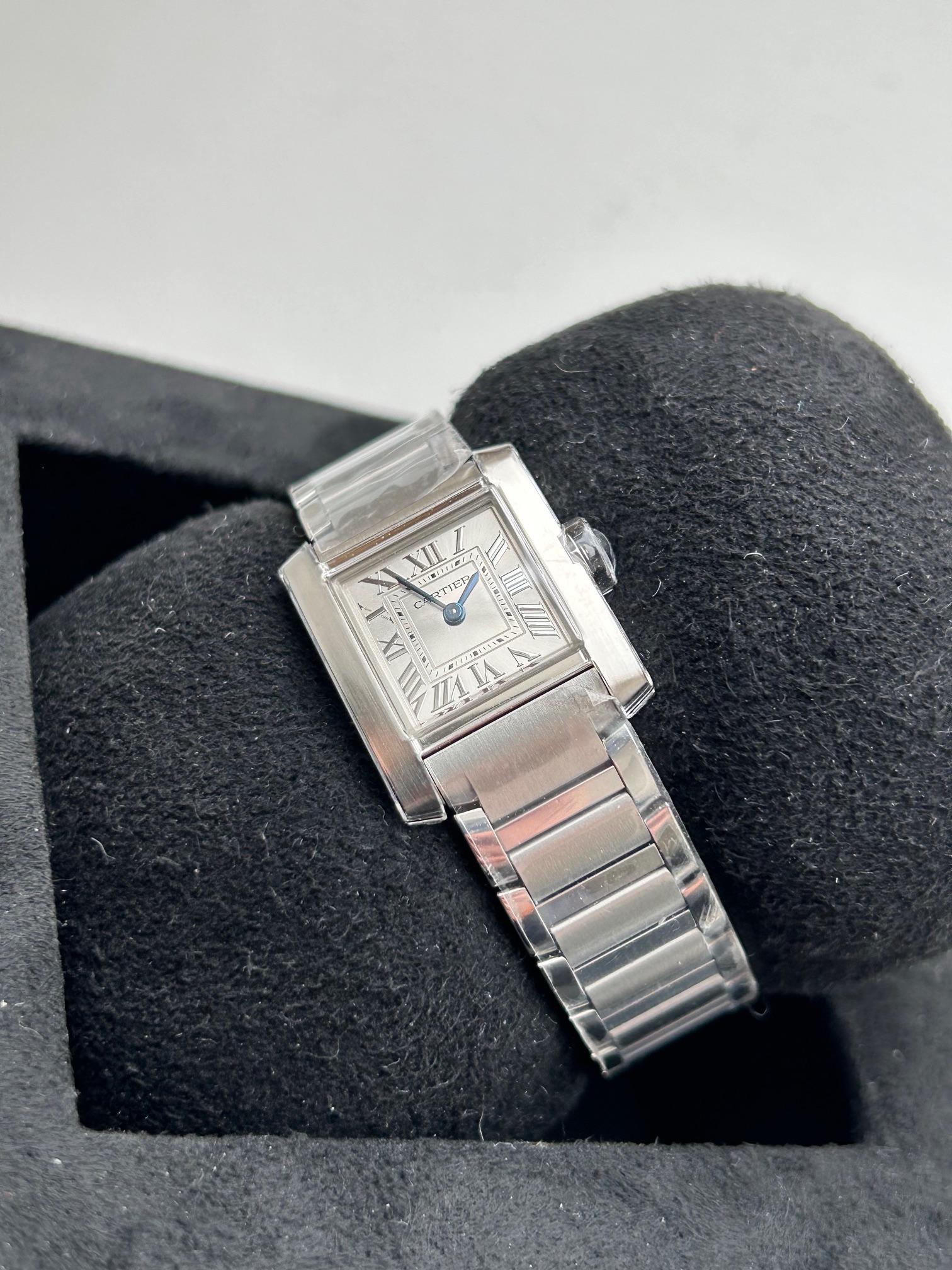 Cartier Tank Francaise Small Size Wristwatch, Silver Sun Dial, Full Set, Yr 2023 2