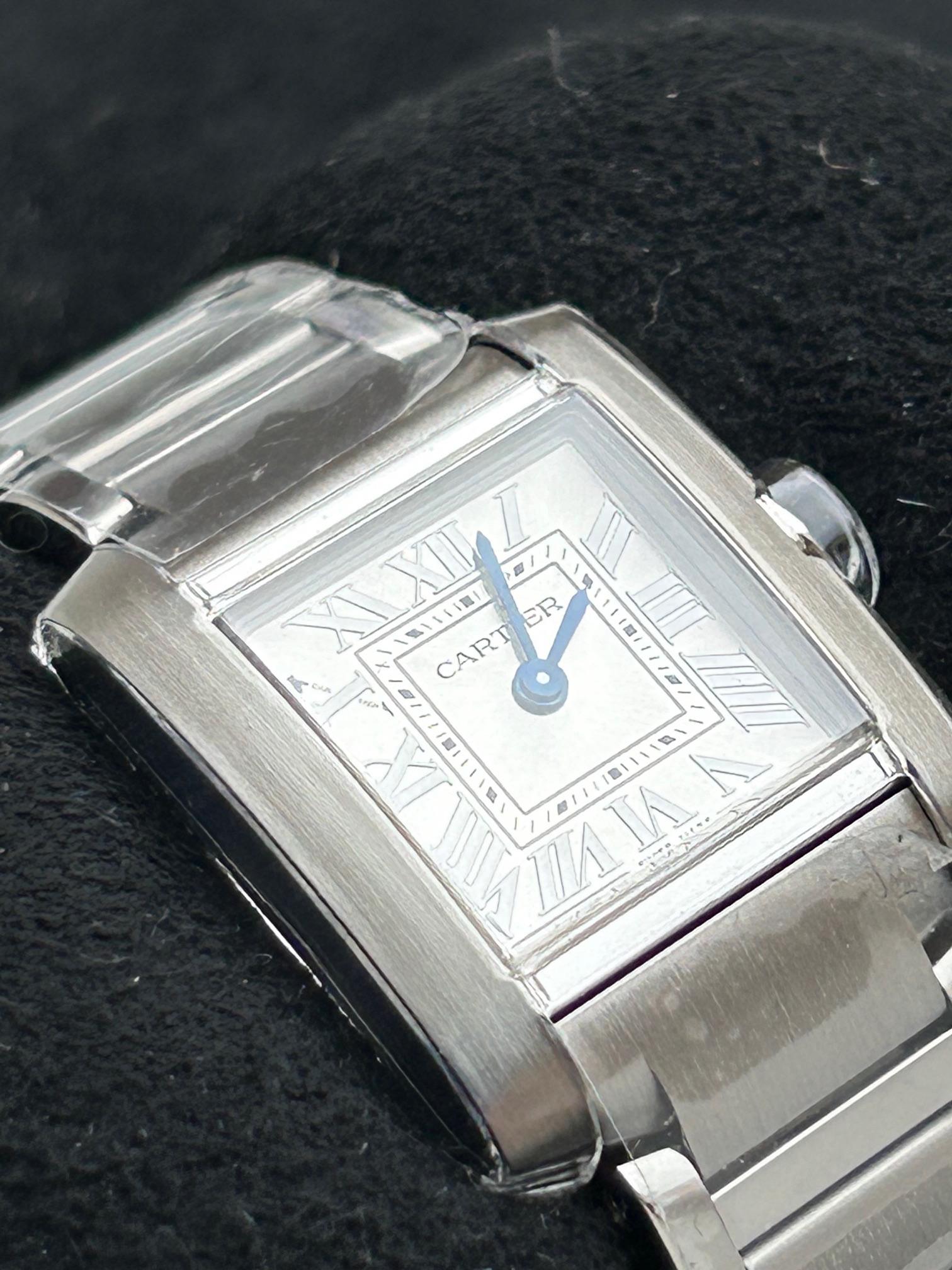 Cartier Tank Francaise Small Size Wristwatch, Silver Sun Dial, Full Set, Yr 2023 3