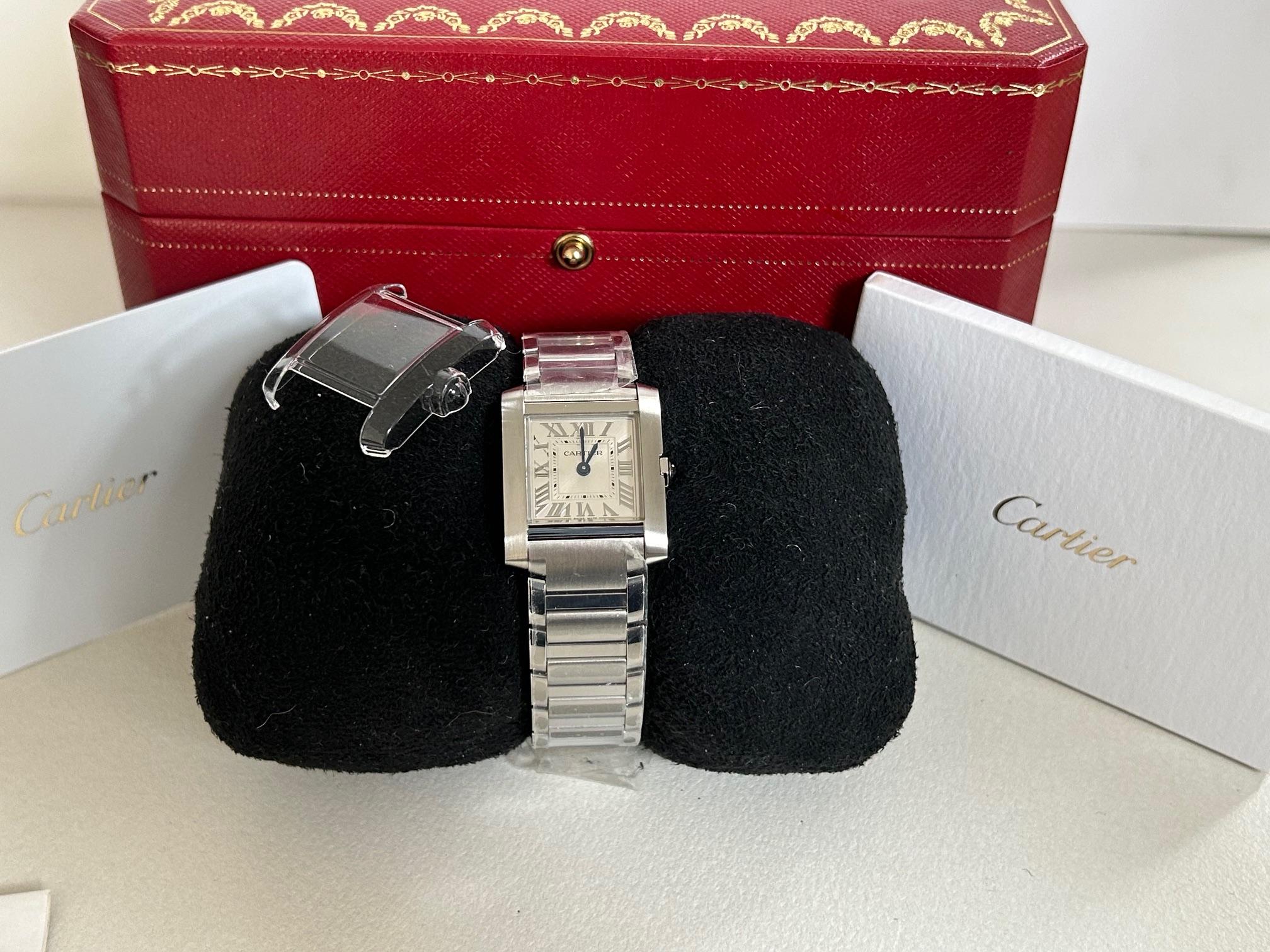 Cartier Tank Francaise Small Size Wristwatch, Silver Sun Dial, Full Set, Yr 2023 4