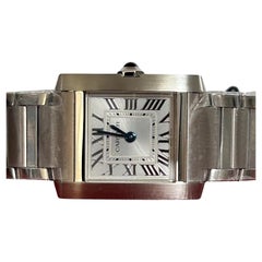 Cartier Tank Francaise kleine Größe Armbanduhr, Silber Sonne Zifferblatt, Full Set, Yr 2023
