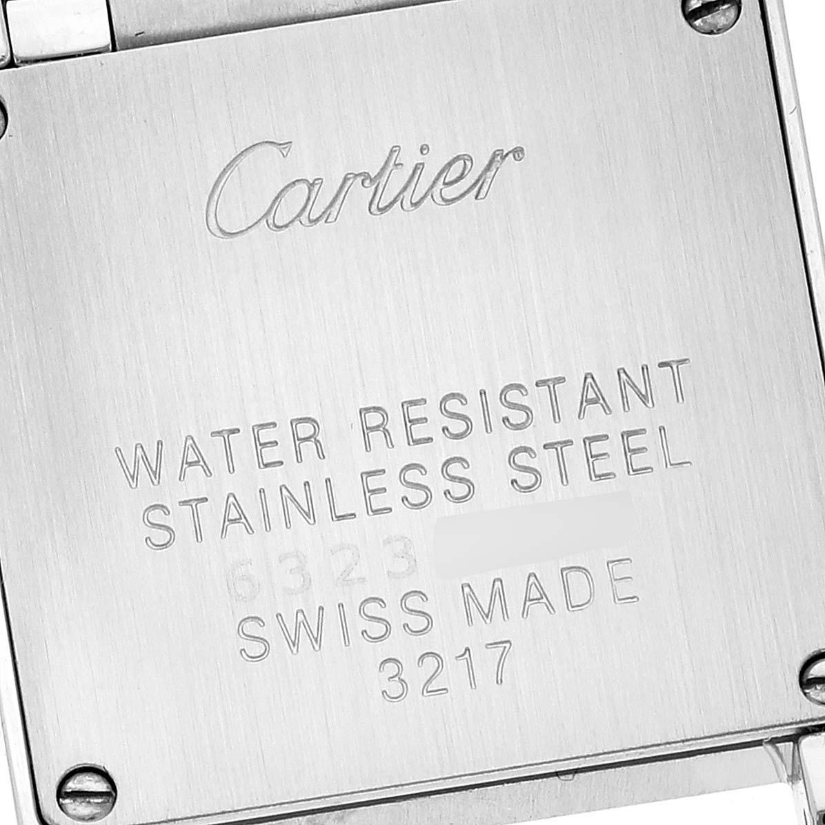Cartier Tank Francaise Small Steel Diamond Bezel Ladies Watch W4TA0008 Box Card For Sale 4