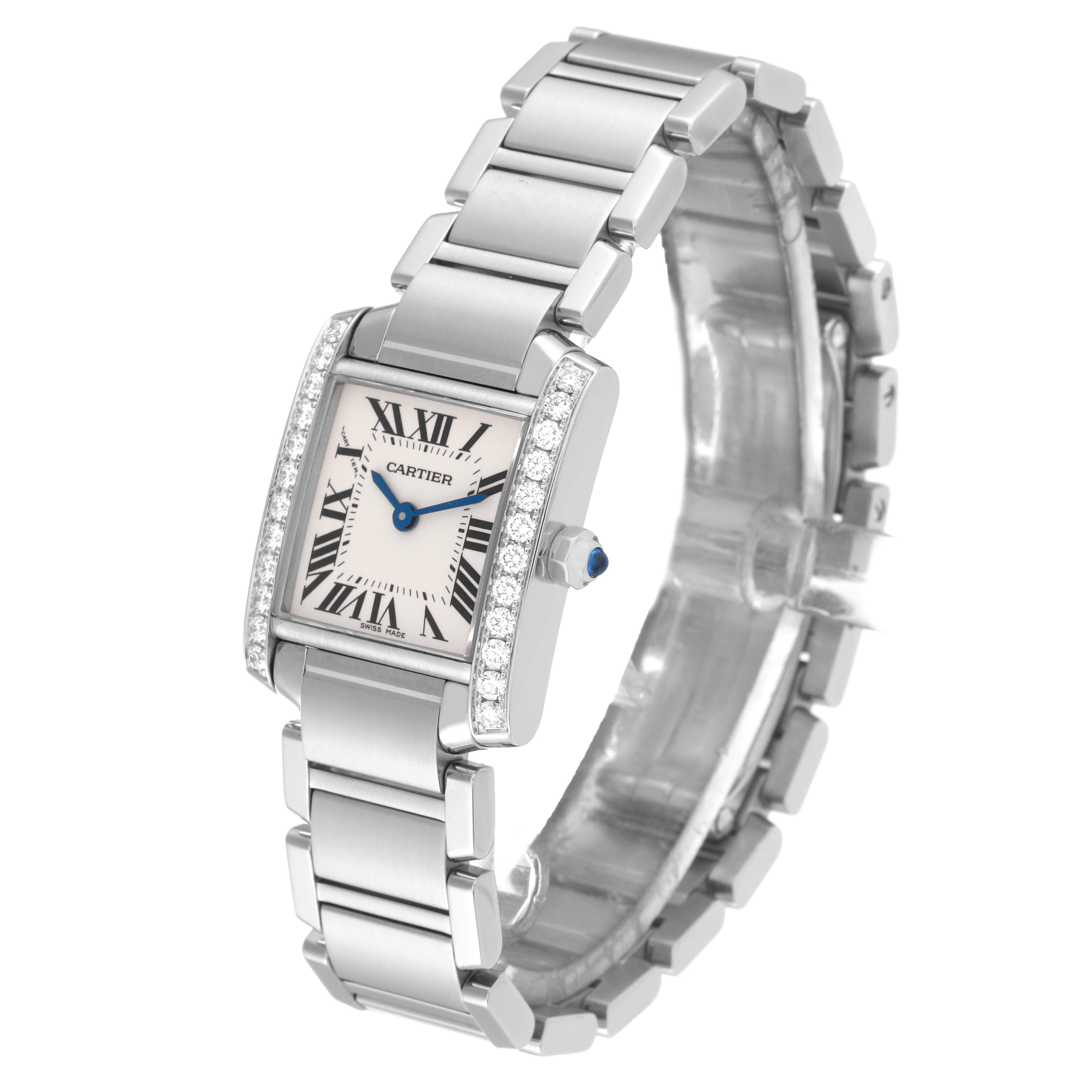 Cartier Tank Francaise Small Steel Diamond Bezel Ladies Watch W4TA0008 3