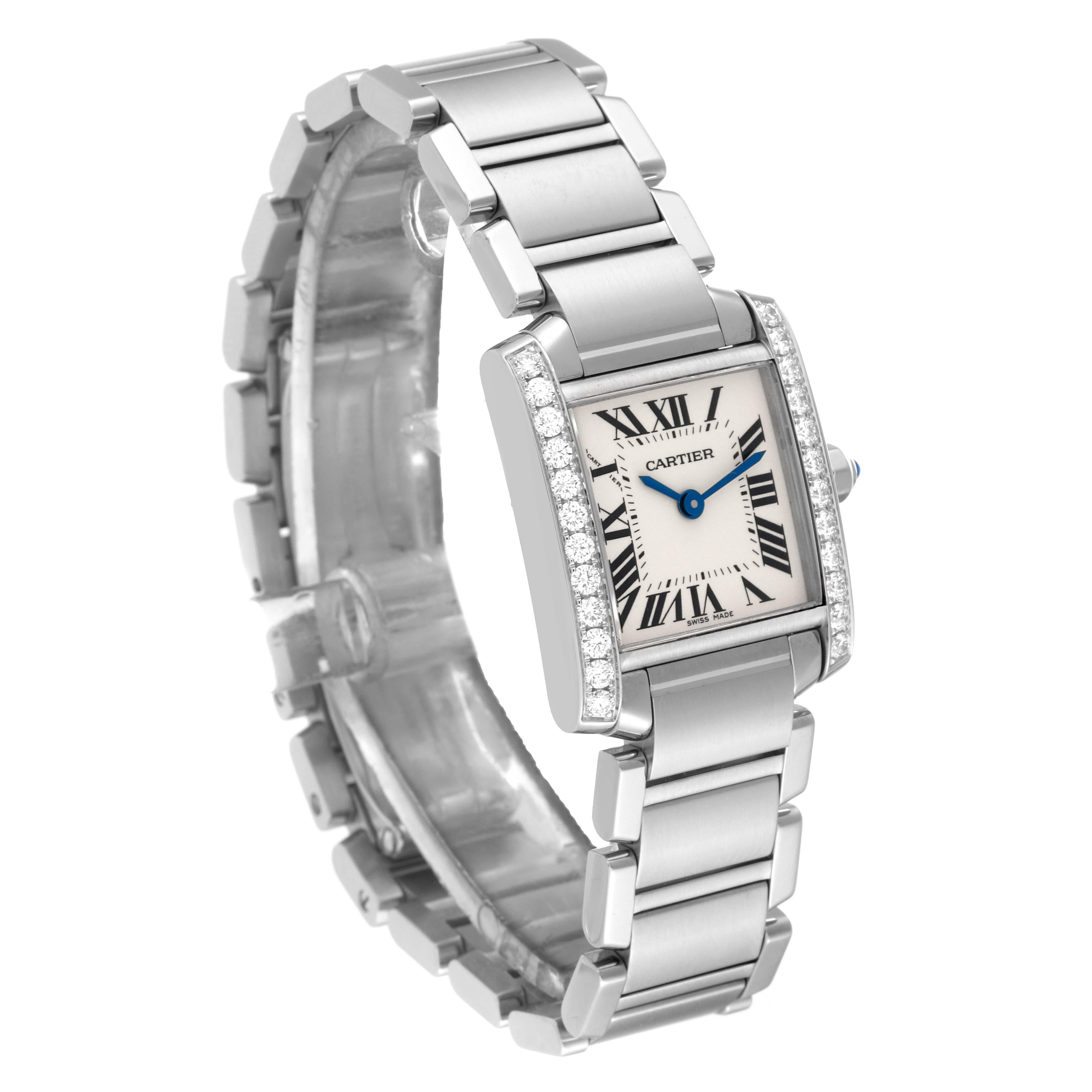 Cartier Tank Francaise Small Steel Diamond Bezel Ladies Watch W4TA0008 4