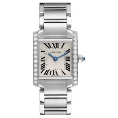 Cartier Tank Francaise Small Steel Diamond Bezel Ladies Watch W4TA0008