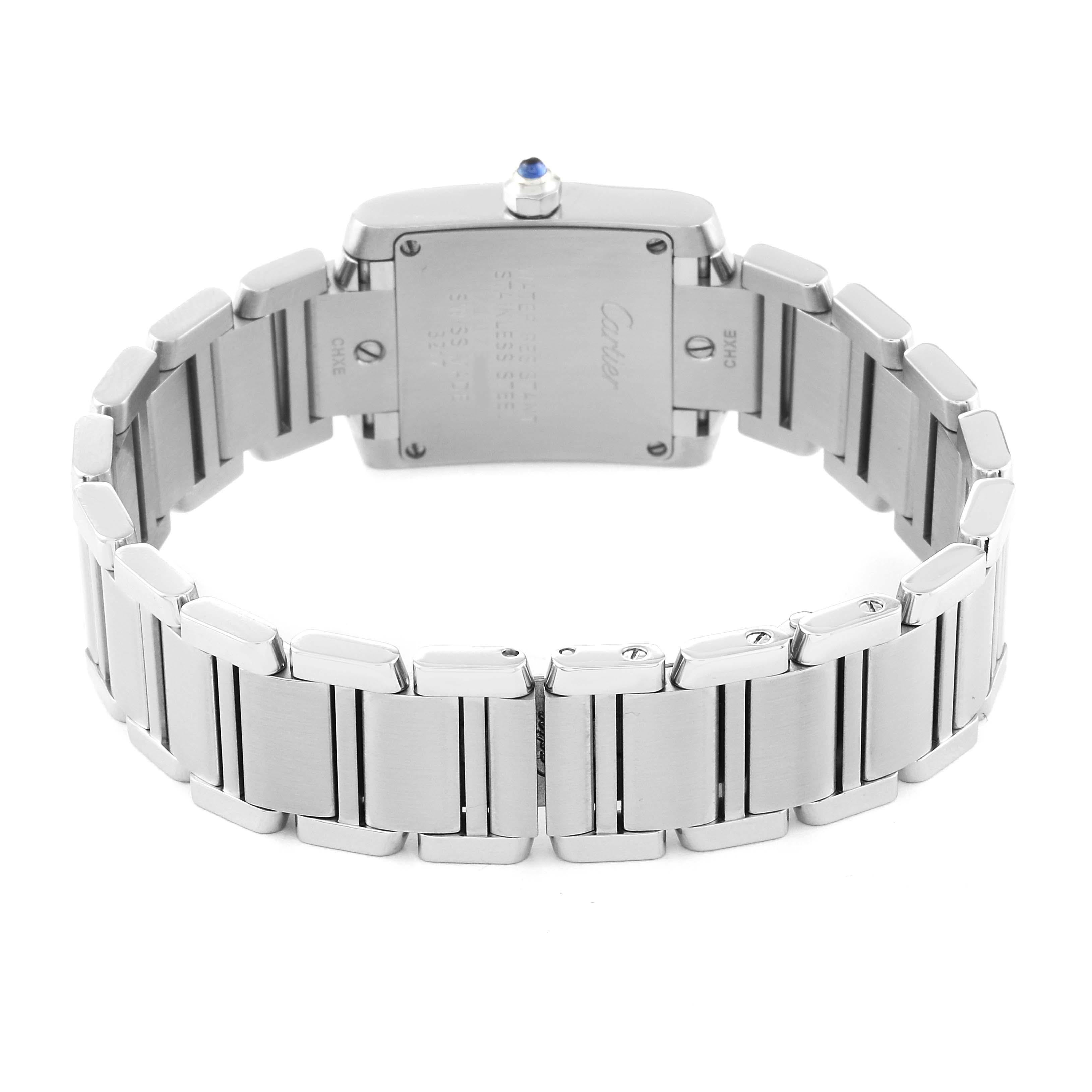 Cartier, petite montre Tank Francaise en acier avec cadran en diamants pour femmes WE110006 Excellent état - En vente à Atlanta, GA