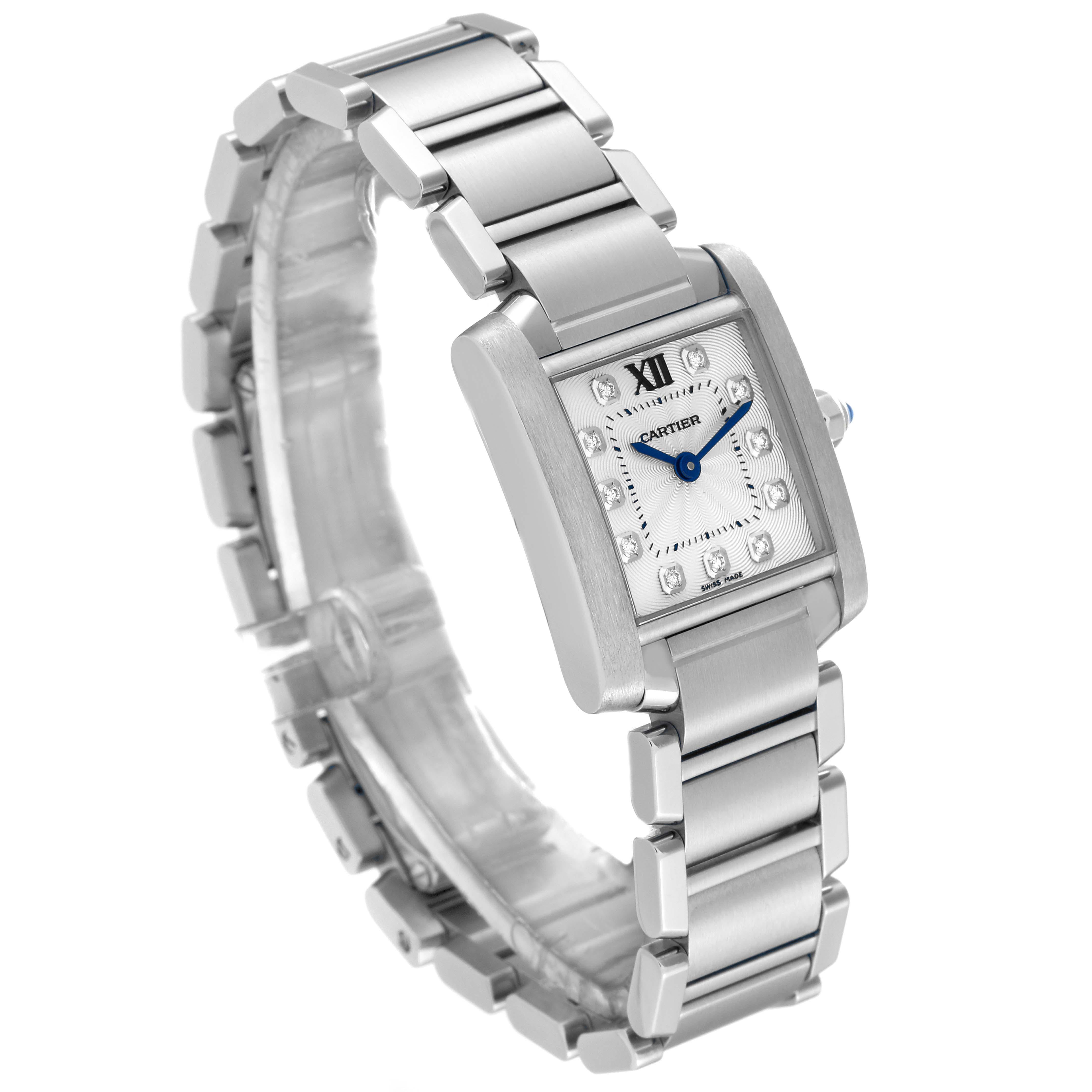 Cartier Tank Francaise Small Steel Diamond Dial Ladies Watch WE110006 In Excellent Condition For Sale In Atlanta, GA