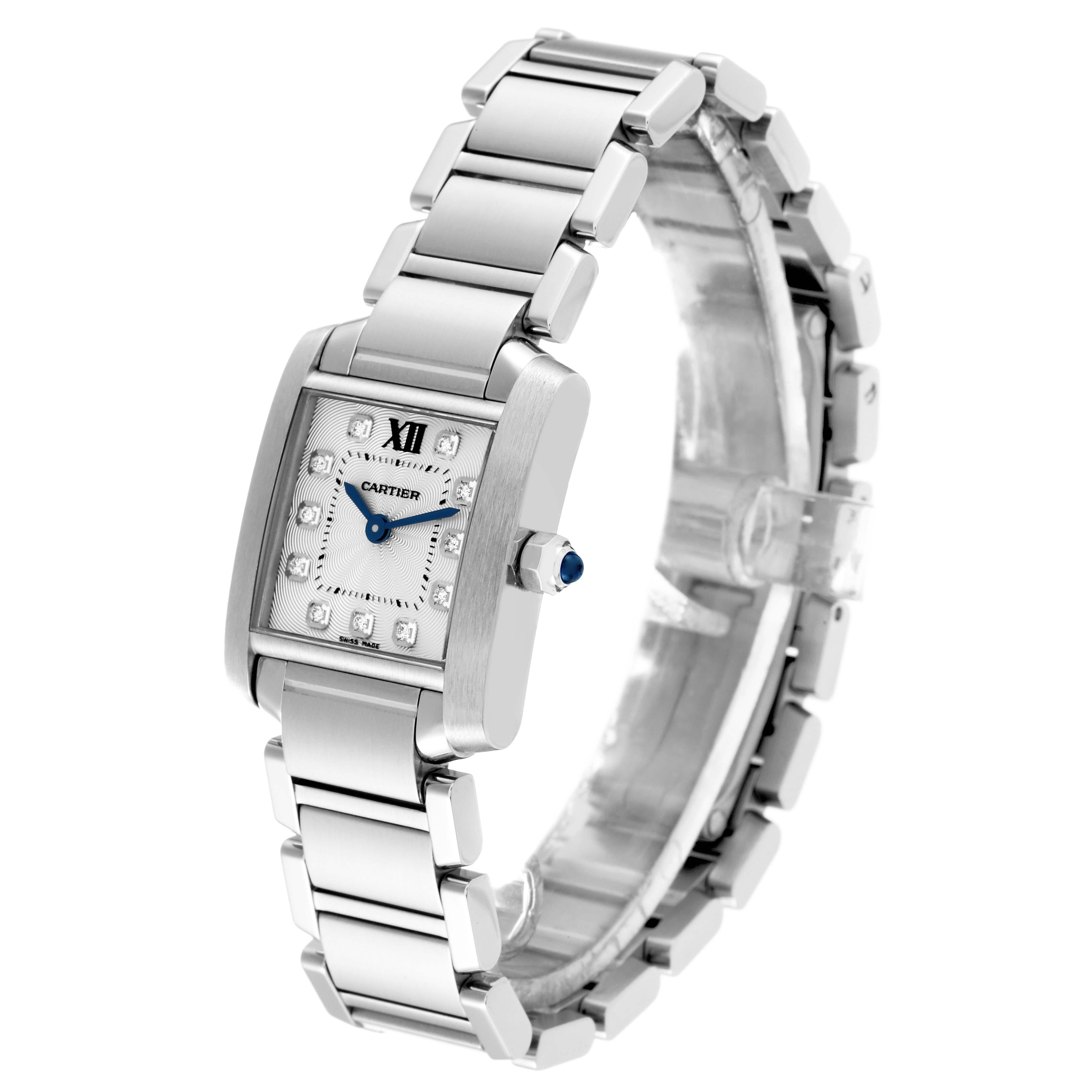 Cartier, petite montre Tank Francaise en acier avec cadran en diamants pour femmes WE110006 Pour femmes en vente