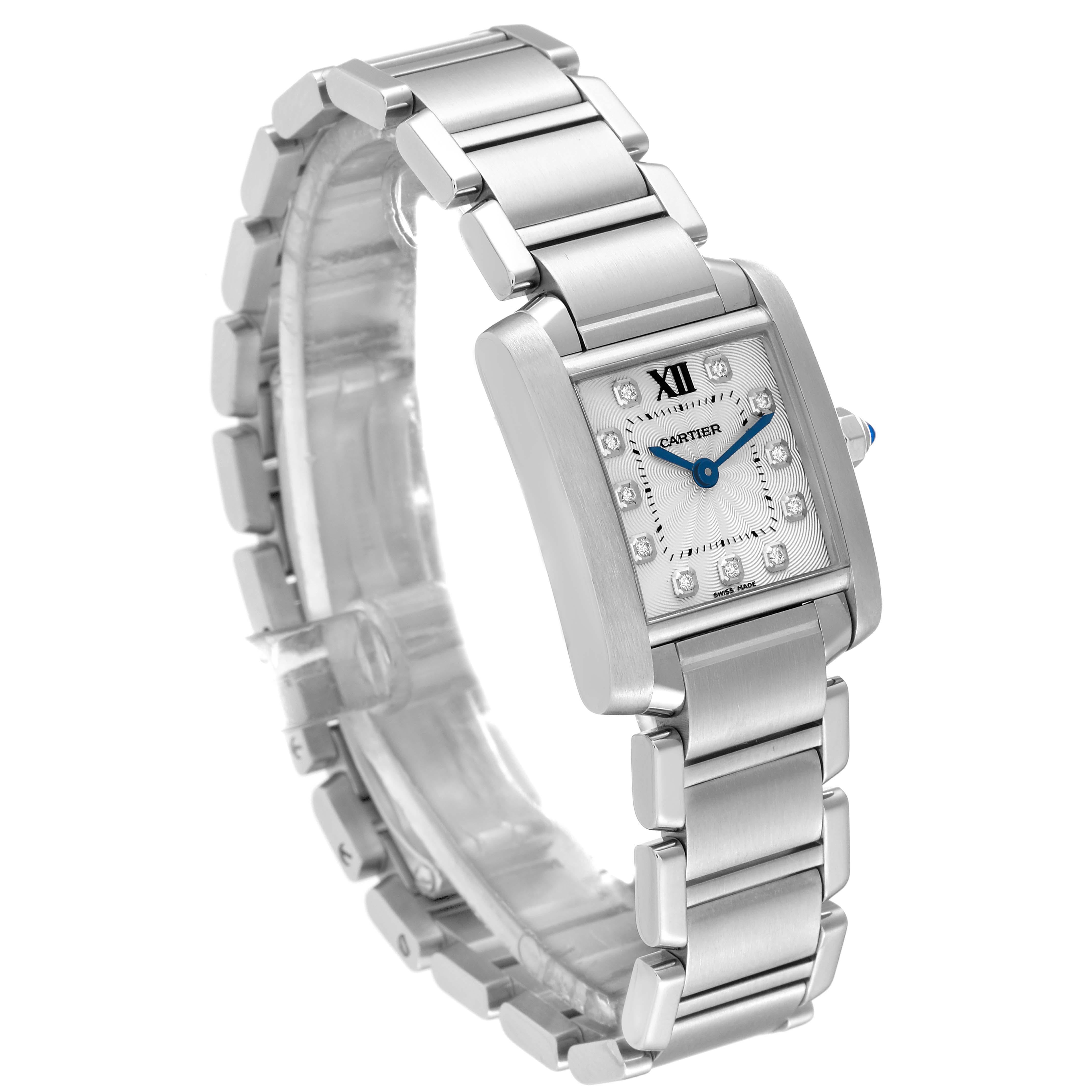 Women's Cartier Tank Francaise Small Steel Diamond Dial Ladies Watch WE110006 For Sale