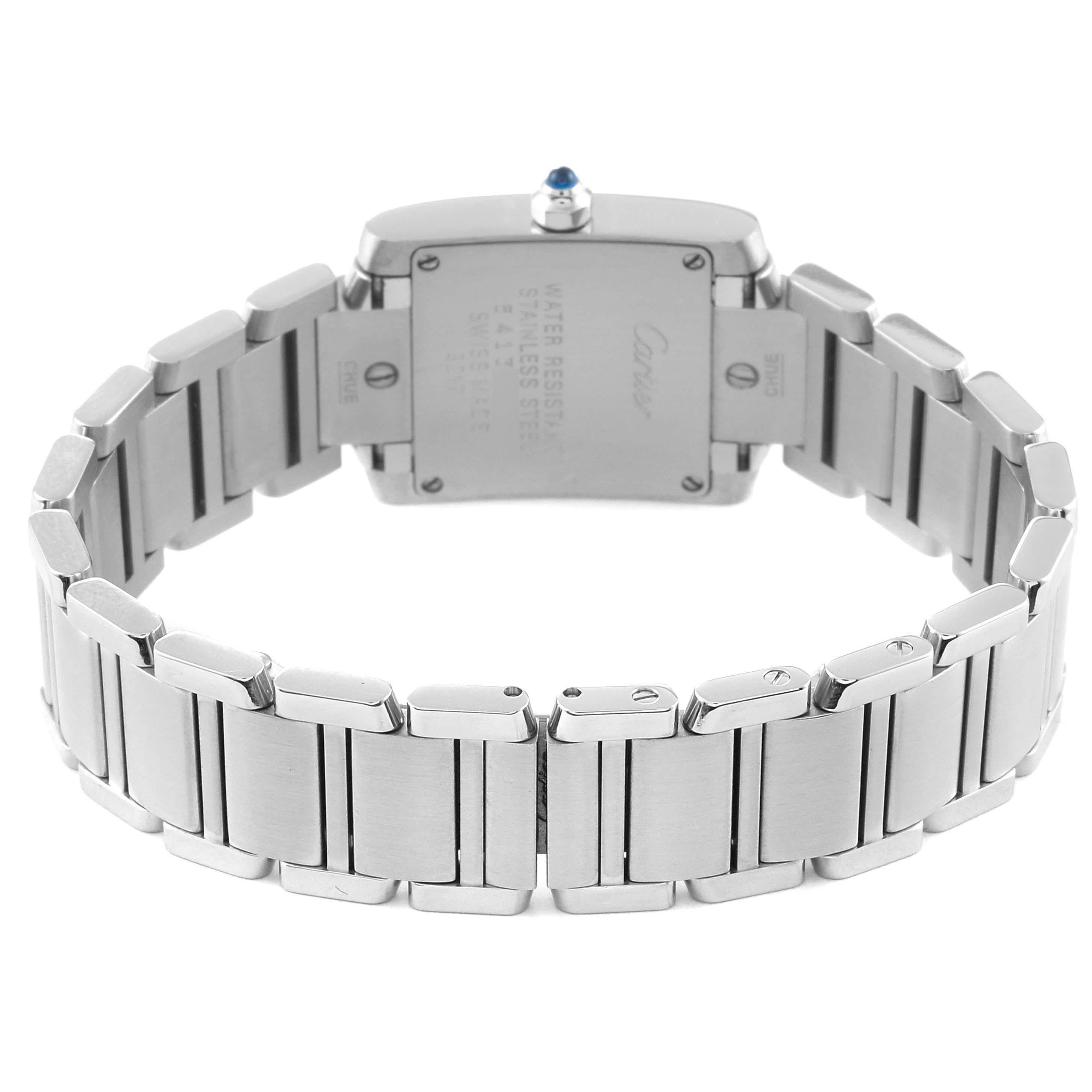 Cartier Tank Francaise Kleine Stahl Diamant-Zifferblatt Damenuhr WE110006 im Angebot 3