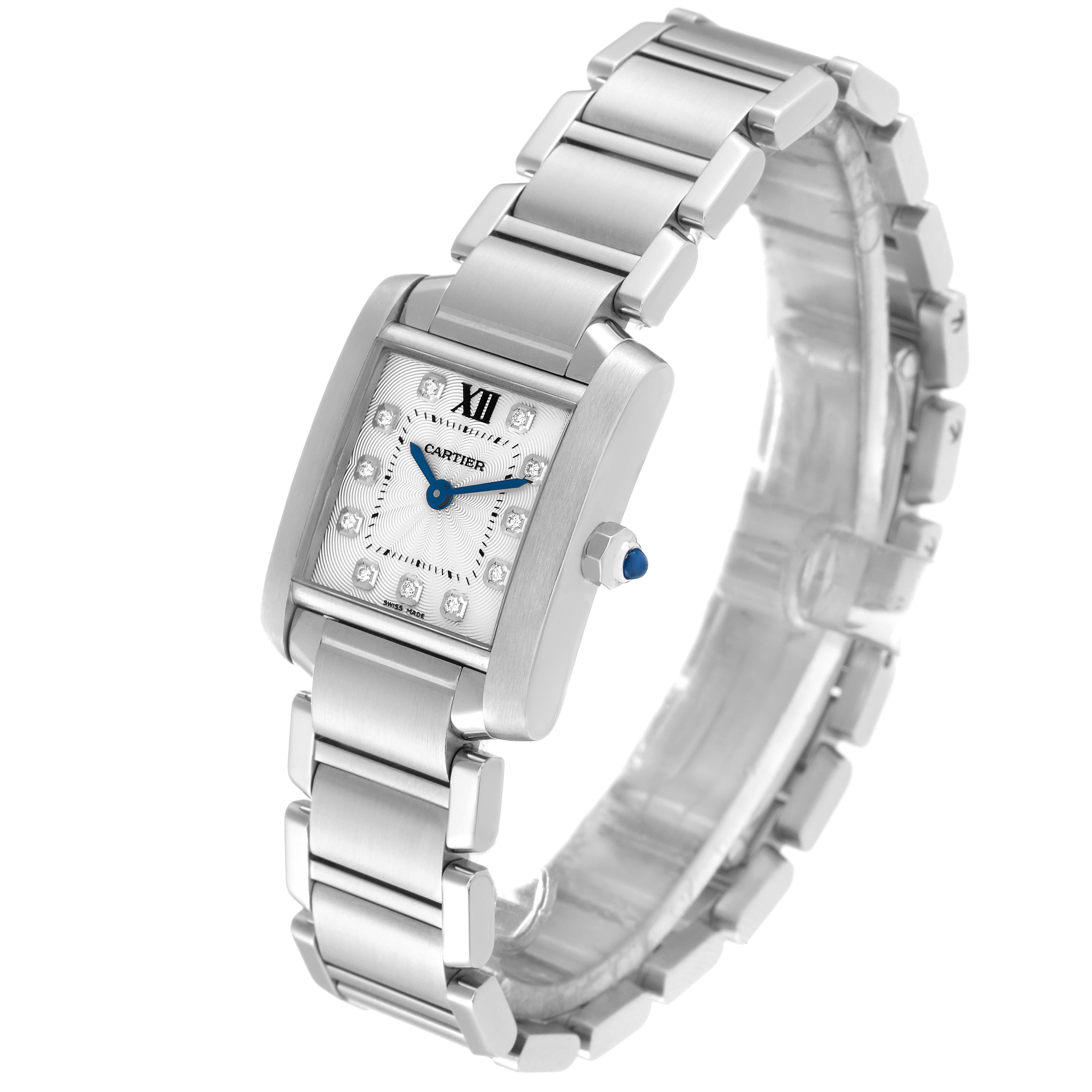 Cartier, petite montre Tank Francaise en acier avec cadran en diamants pour femmes WE110006 en vente 2