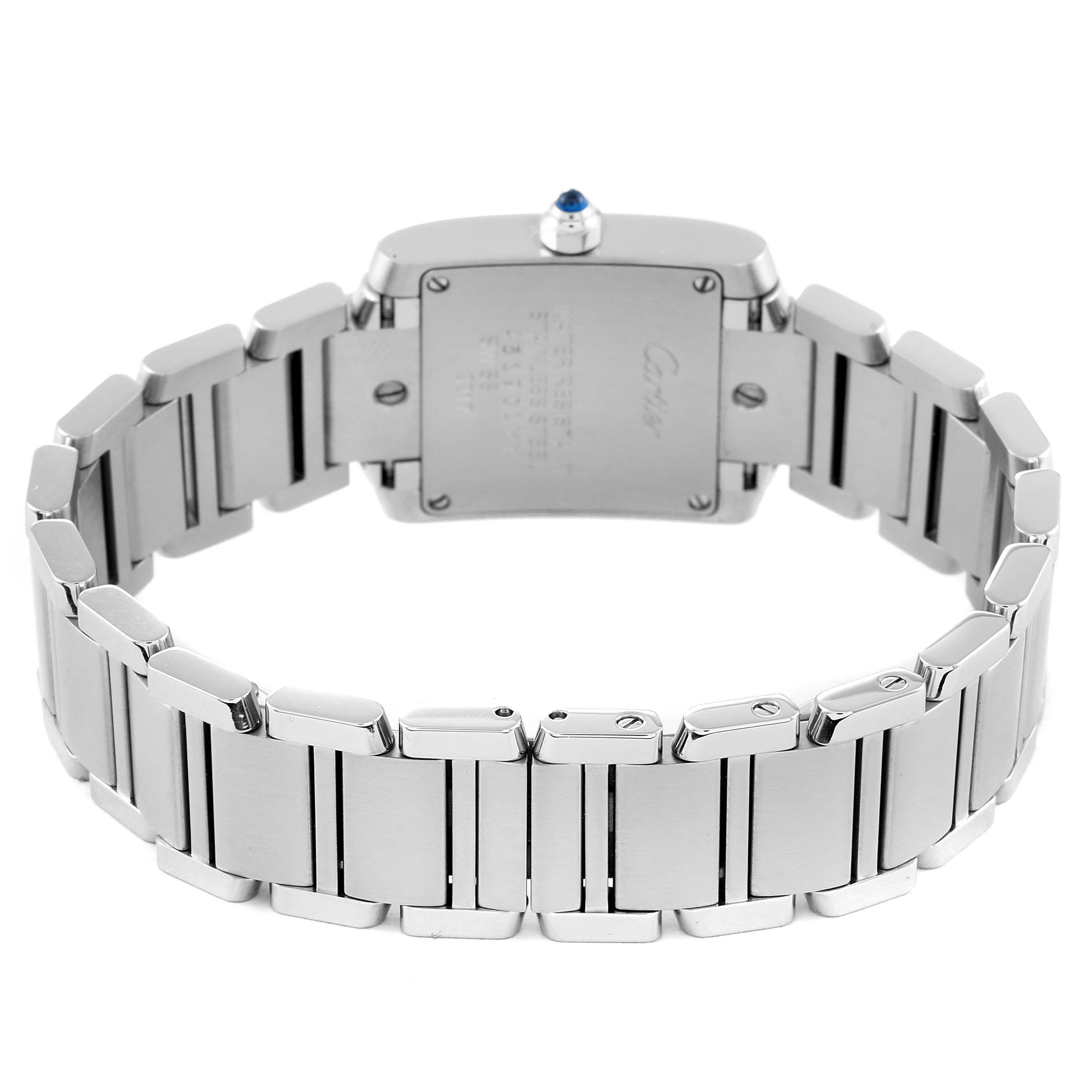 Cartier Tank Francaise Kleine Stahl Diamant-Zifferblatt Damenuhr WE110006 im Angebot 4