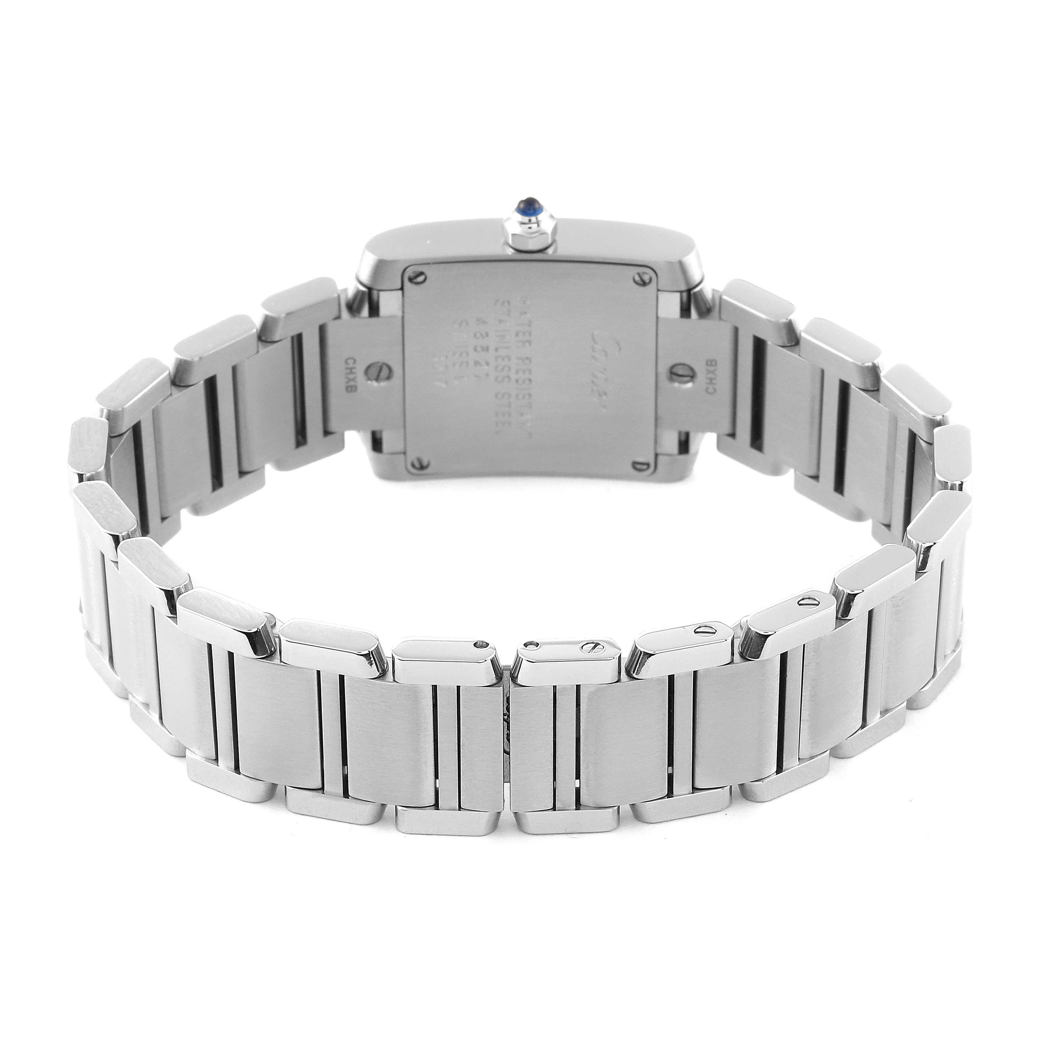 Cartier Tank Francaise Kleine Stahl Diamant-Zifferblatt Damenuhr WE110006 im Angebot 4