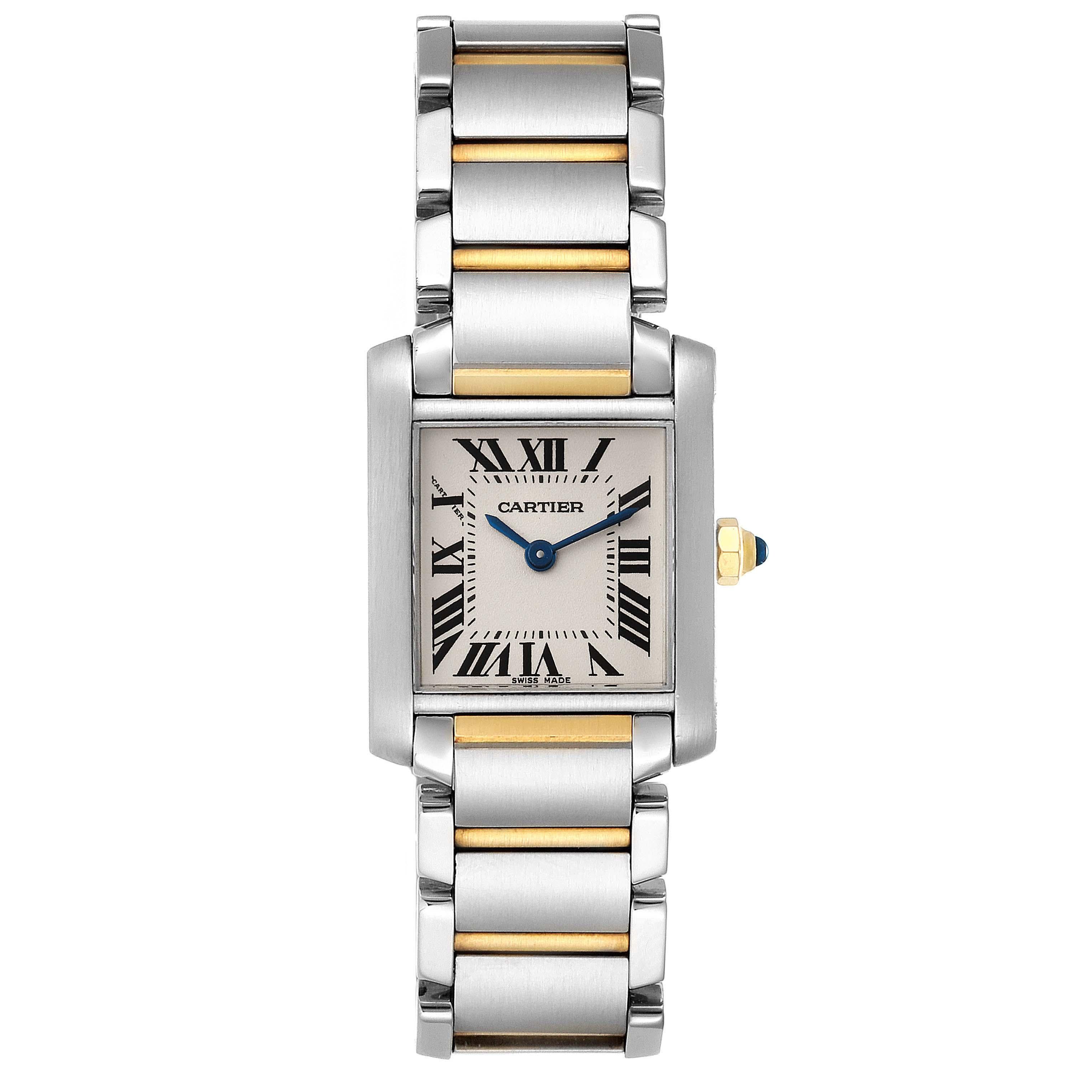 Cartier Tank Francaise Small Two Tone Ladies Watch W51007Q4 In Excellent Condition For Sale In Atlanta, GA