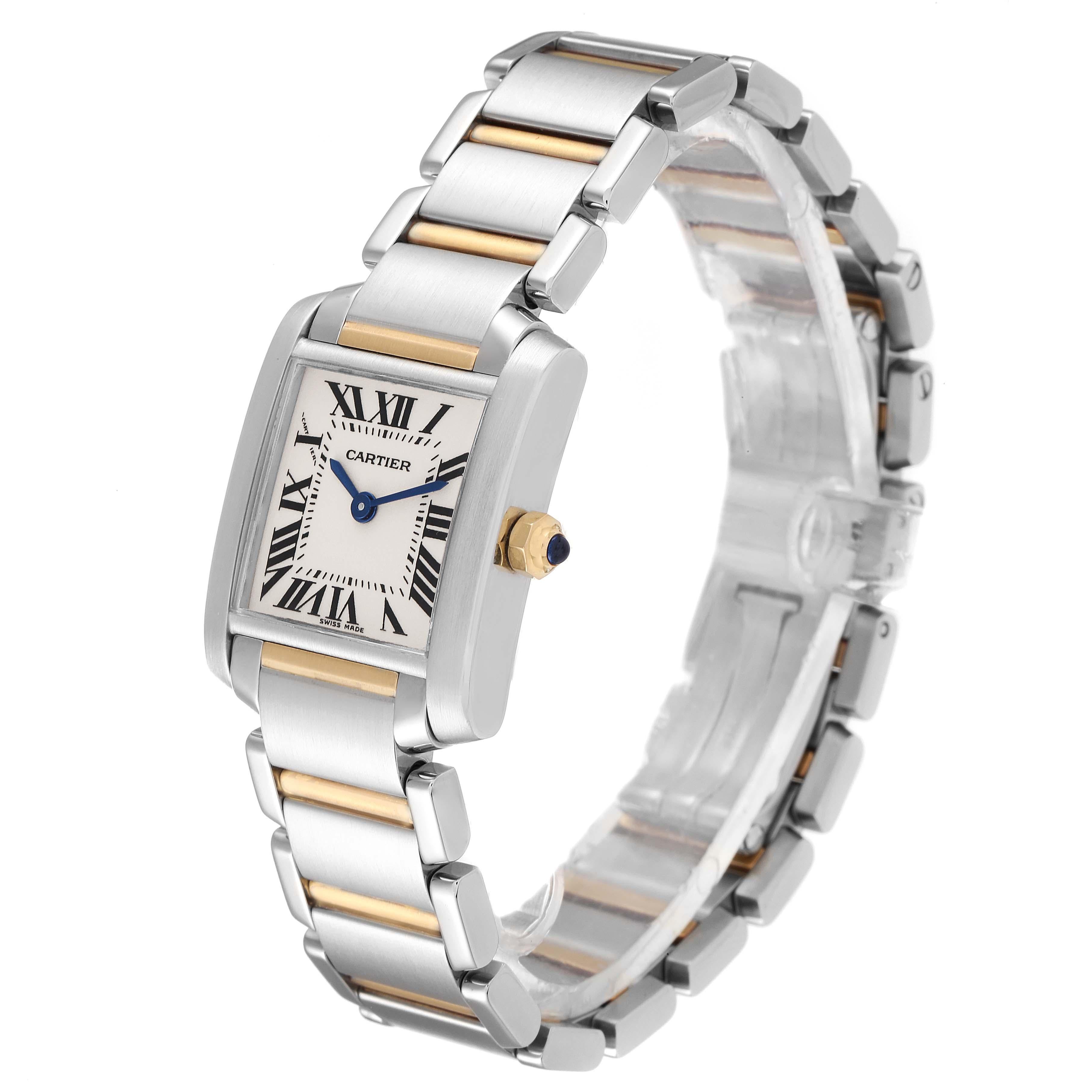 Cartier Tank Francaise Small Two Tone Ladies Watch W51007Q4 In Excellent Condition For Sale In Atlanta, GA
