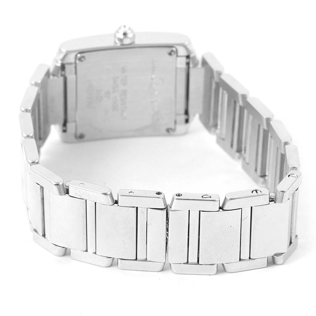 Cartier Tank Francaise Small White Gold Diamond Ladies Watch WE1002S3 In Excellent Condition For Sale In Atlanta, GA