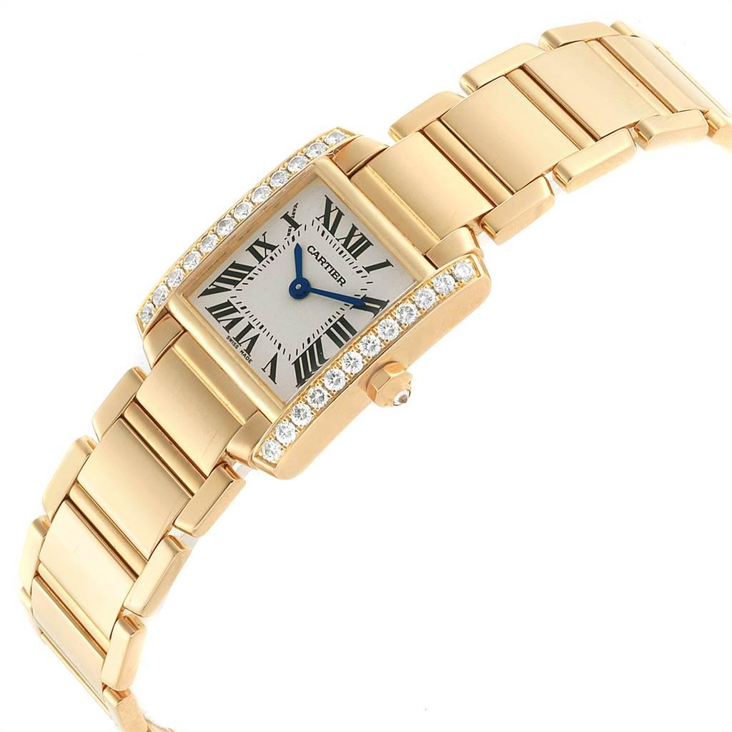 Women's Cartier Tank Francaise Small Yellow Gold Diamond Ladies Watch WE1001R8 For Sale