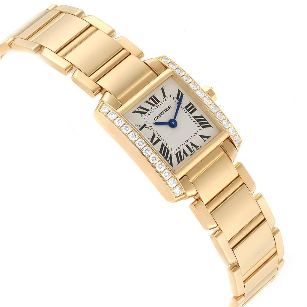 Cartier Tank Francaise Small Yellow Gold Diamond Ladies Watch WE1001R8 For Sale 1