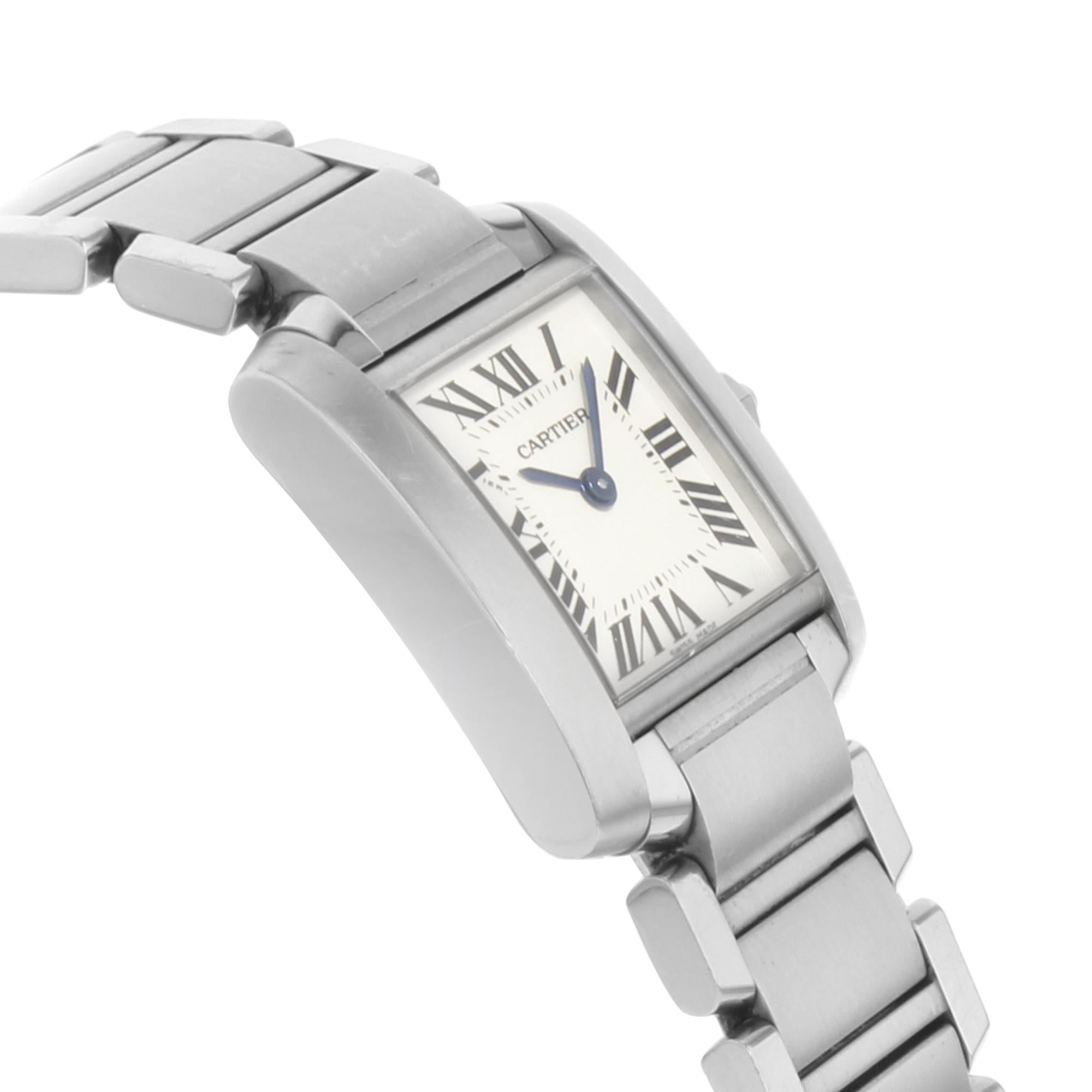 Modern Cartier Tank Francaise Square Silver Dial Steel Quartz Ladies Watch W51008Q3
