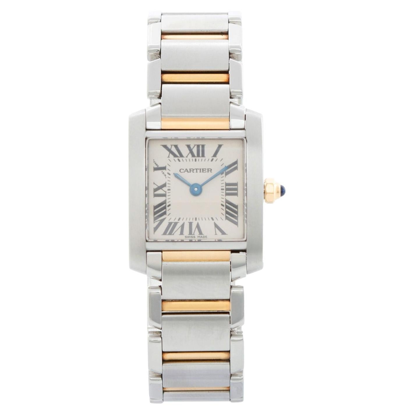 Cartier Tank Francaise Stainless Steel and Yellow Gold Ladies Watch W51007Q4 238 For Sale