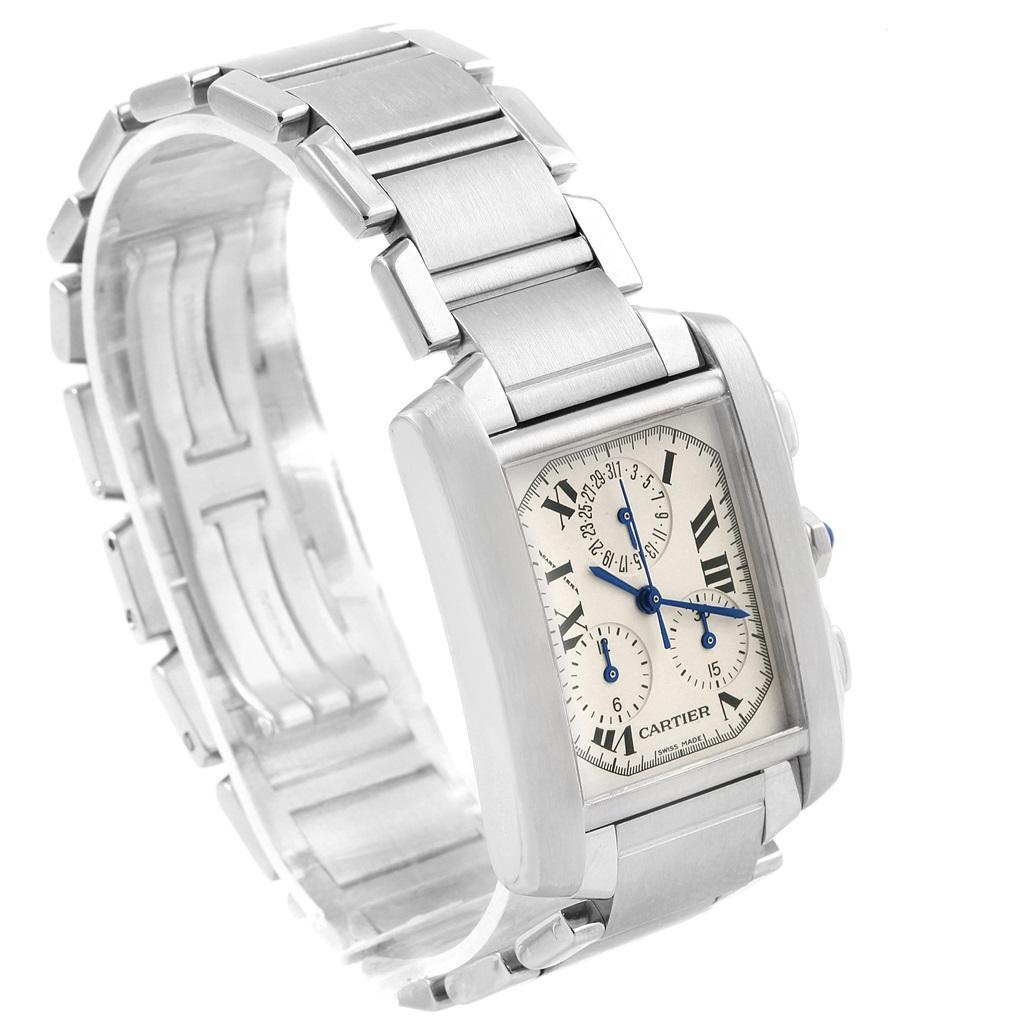 Cartier Tank Francaise Stainless Steel Chronoflex Watch W51001Q3 In Excellent Condition For Sale In Atlanta, GA