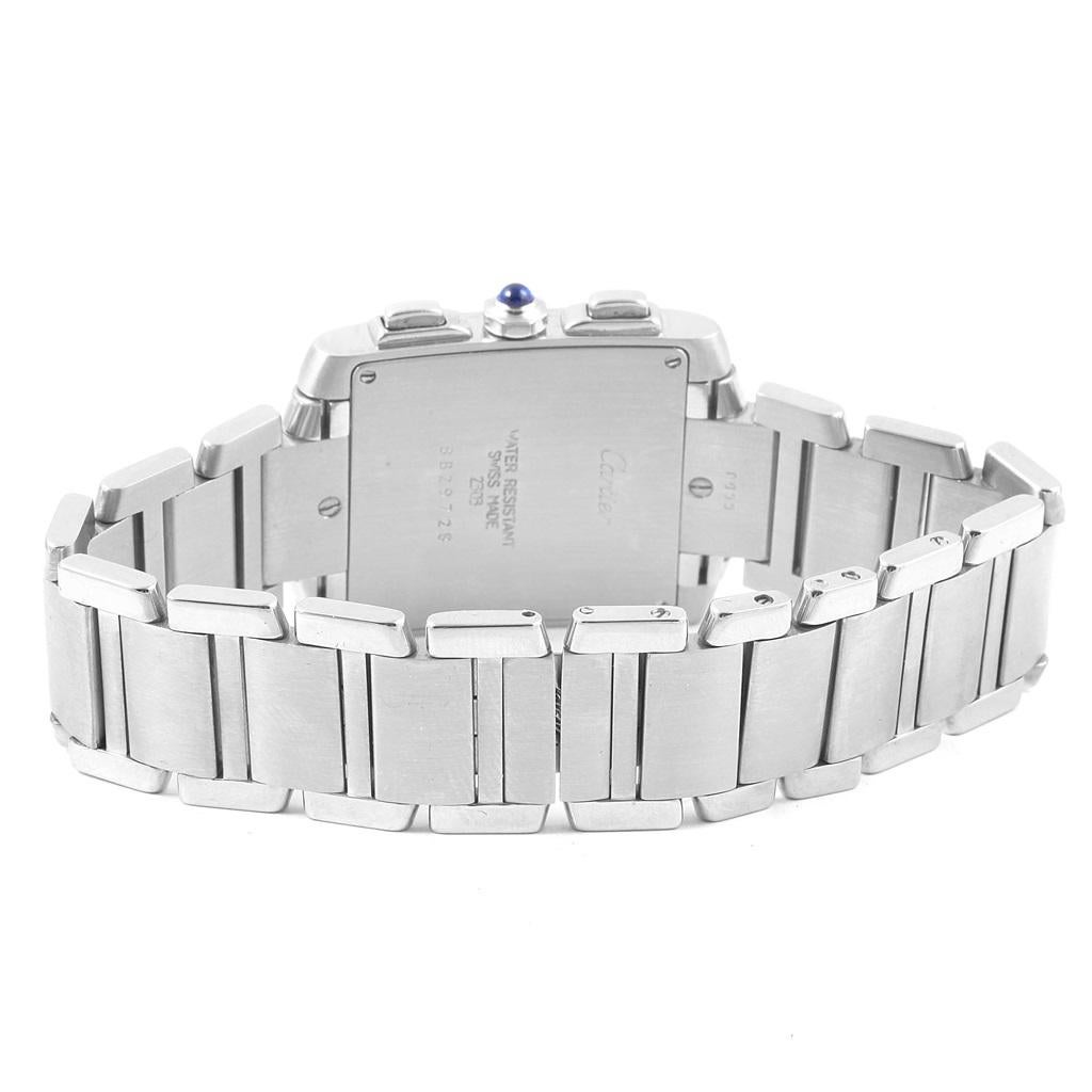 Cartier Tank Francaise Stainless Steel Chronoflex Watch W51001Q3 For Sale 2